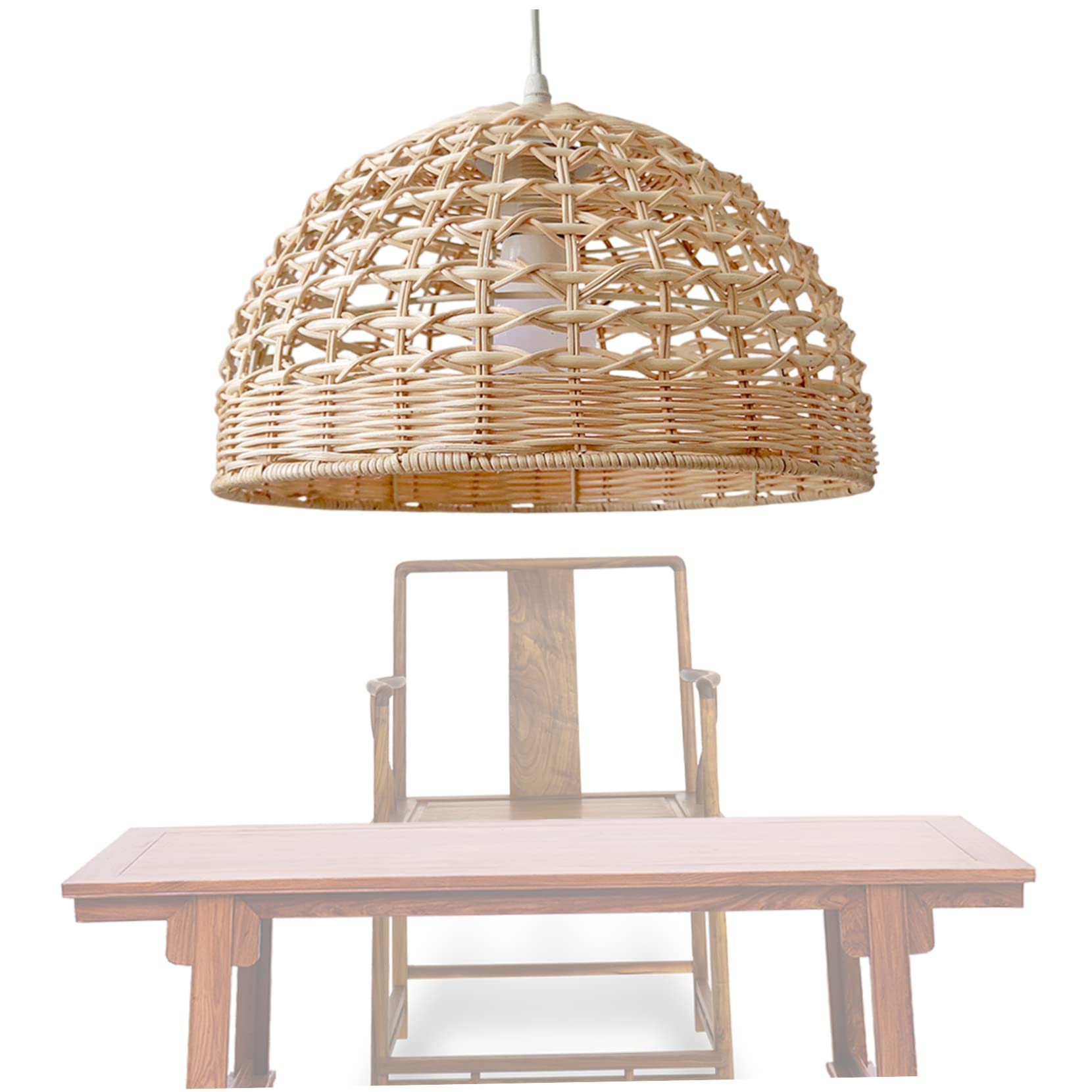 DAGLLGEW Rattan Lampshade Handmade Boho Hanging Lampshade Summer Cool Ceiling Lamp Rattan for Room Decoration