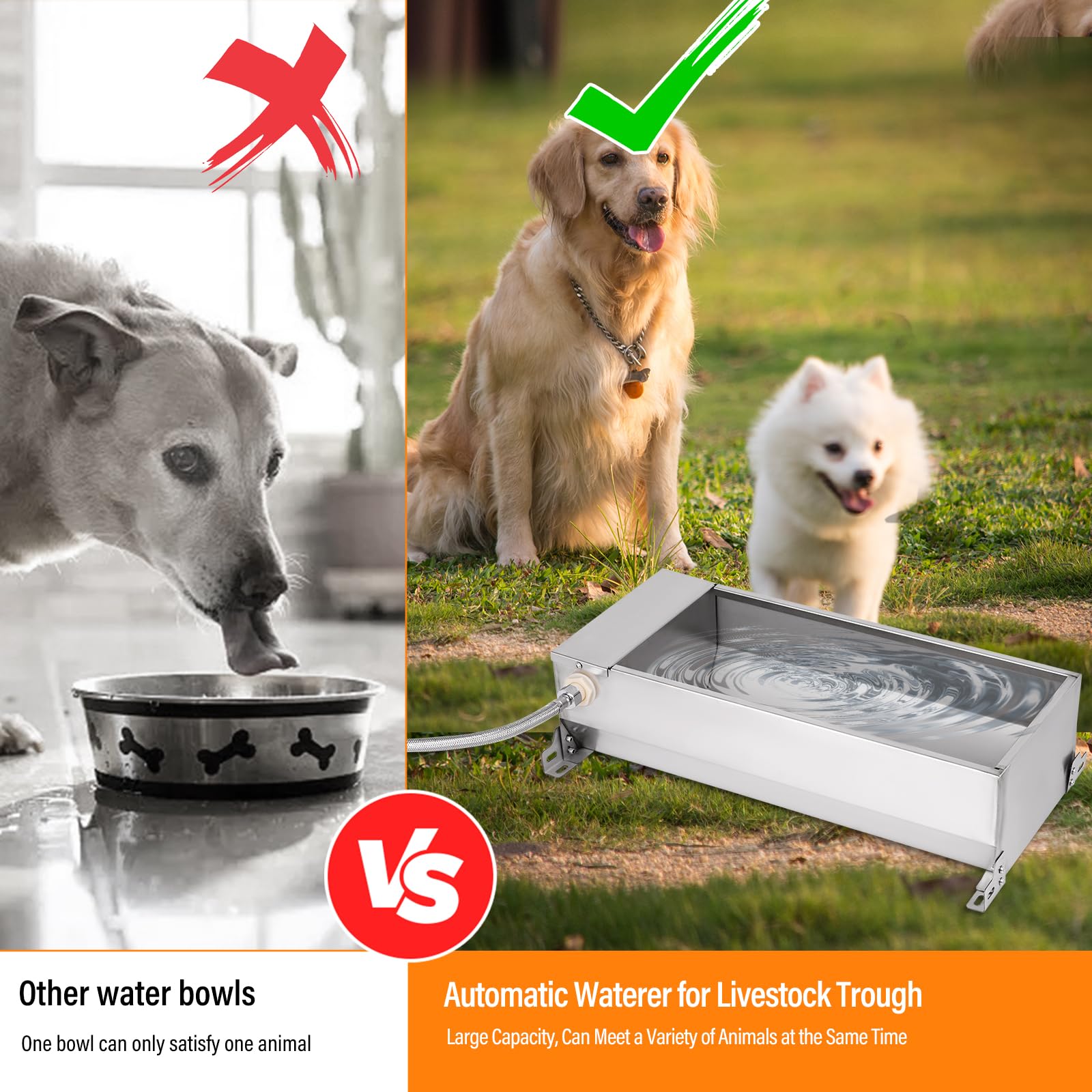 Bebedero automático portátil para ganado, bebedero automático de gran capacidad, cuenco automático de agua potable para animales, comedero de ganado para caballos, cabras, cerdos, perros,