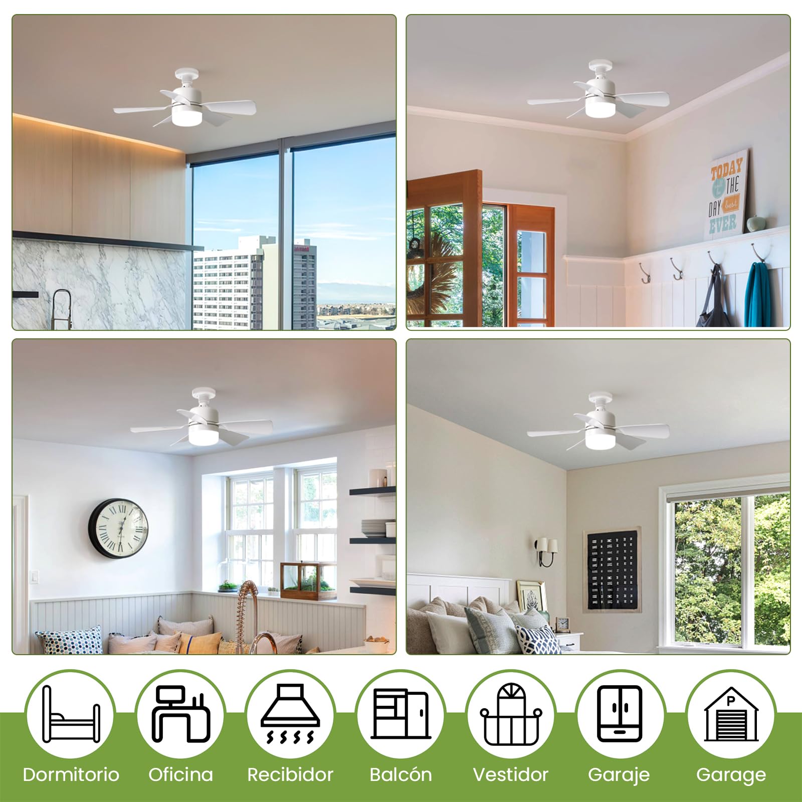 GAGAFEEL Ventilador de Techo con Luz E27 30W, 3 Velocidades, 3 Temperaturas Luz Regulables, Mando a Distancia, Temporizador, Silencioso, Ceiling Fan para Dormitorio, Salón y Cocina (Blanco, 46CM)