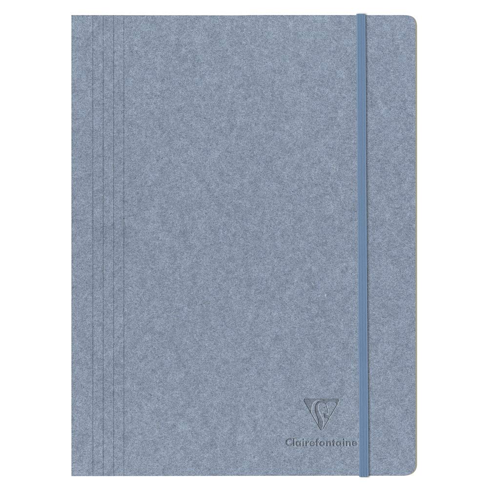 Clairefontaine 83519C - An Elastic Cardboard Folder Jeans Paper 3 A4 Flaps - Jeans&Cocoa Collection, Denim Blue
