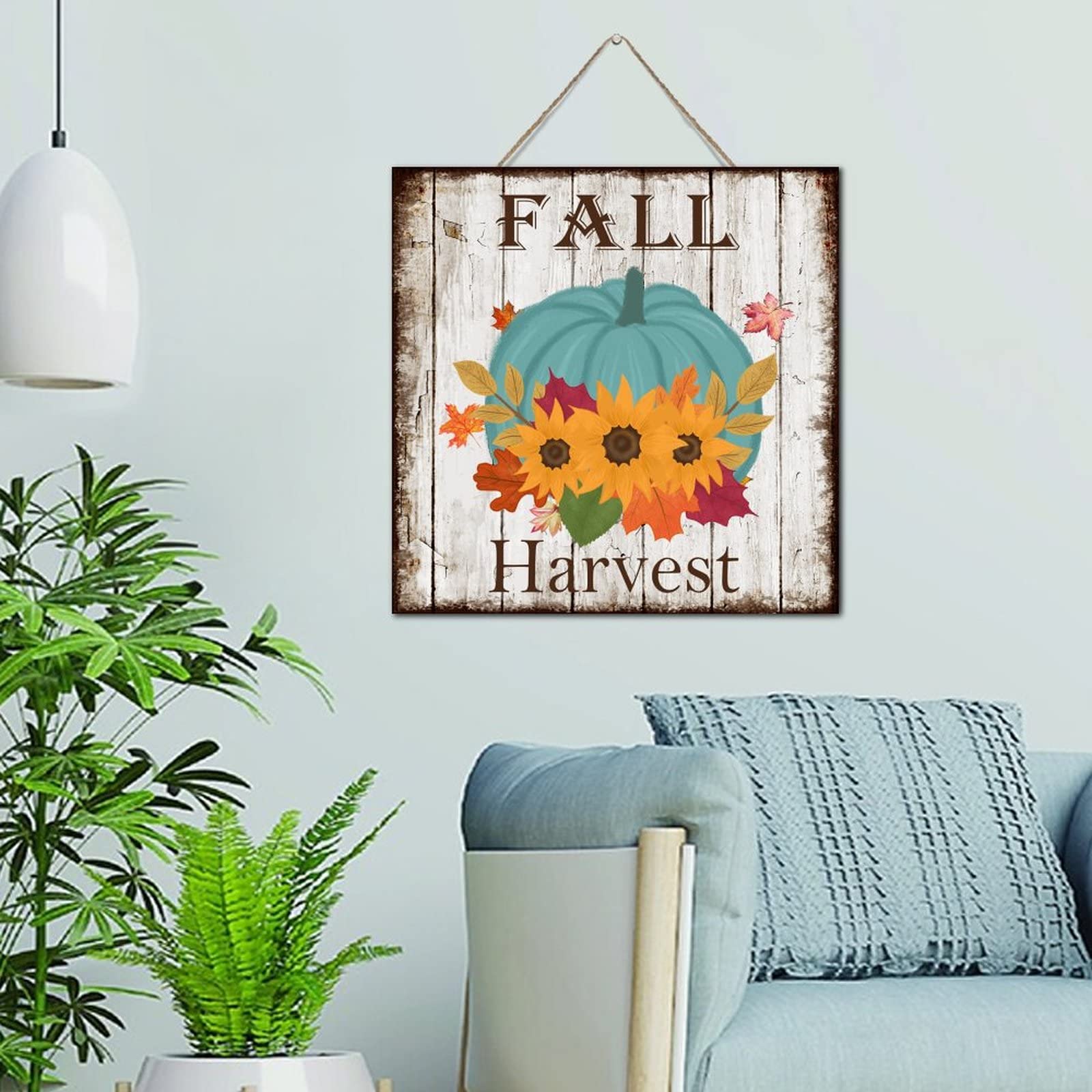 Plaque en bois rétro d'automne pour embellir un mur blanc sans charme