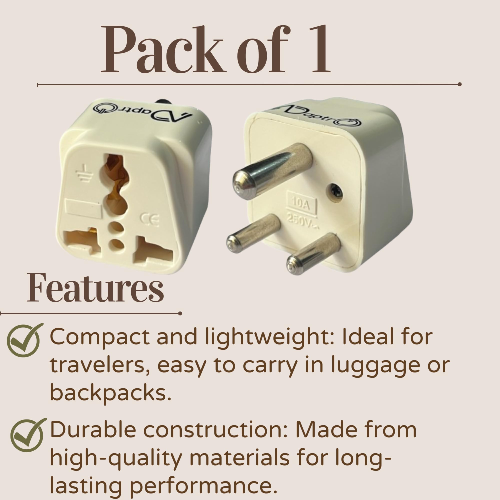 USA, UK, Australia to India Plug Converter for Convert World-Wide Plug to Type D Indian Power Sockets (Pack of 1) White — Amazon image 2