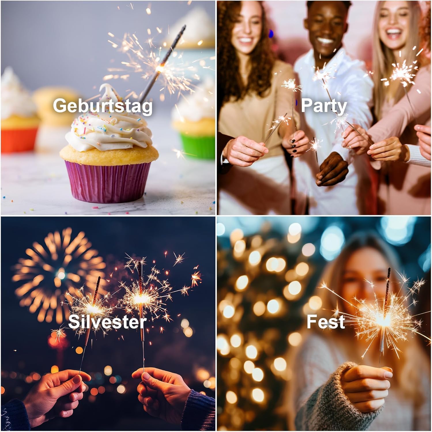 h2i Wunderkerzen | 100 Stück | 40 cm | Brenndauer ca. 90 Sek | Geburtstagskerzen Sprühkerze Spritzkerze Sternenspritzer und Funkenzauber für Party Hochzeit Silvester Geburtstag | Kat F1