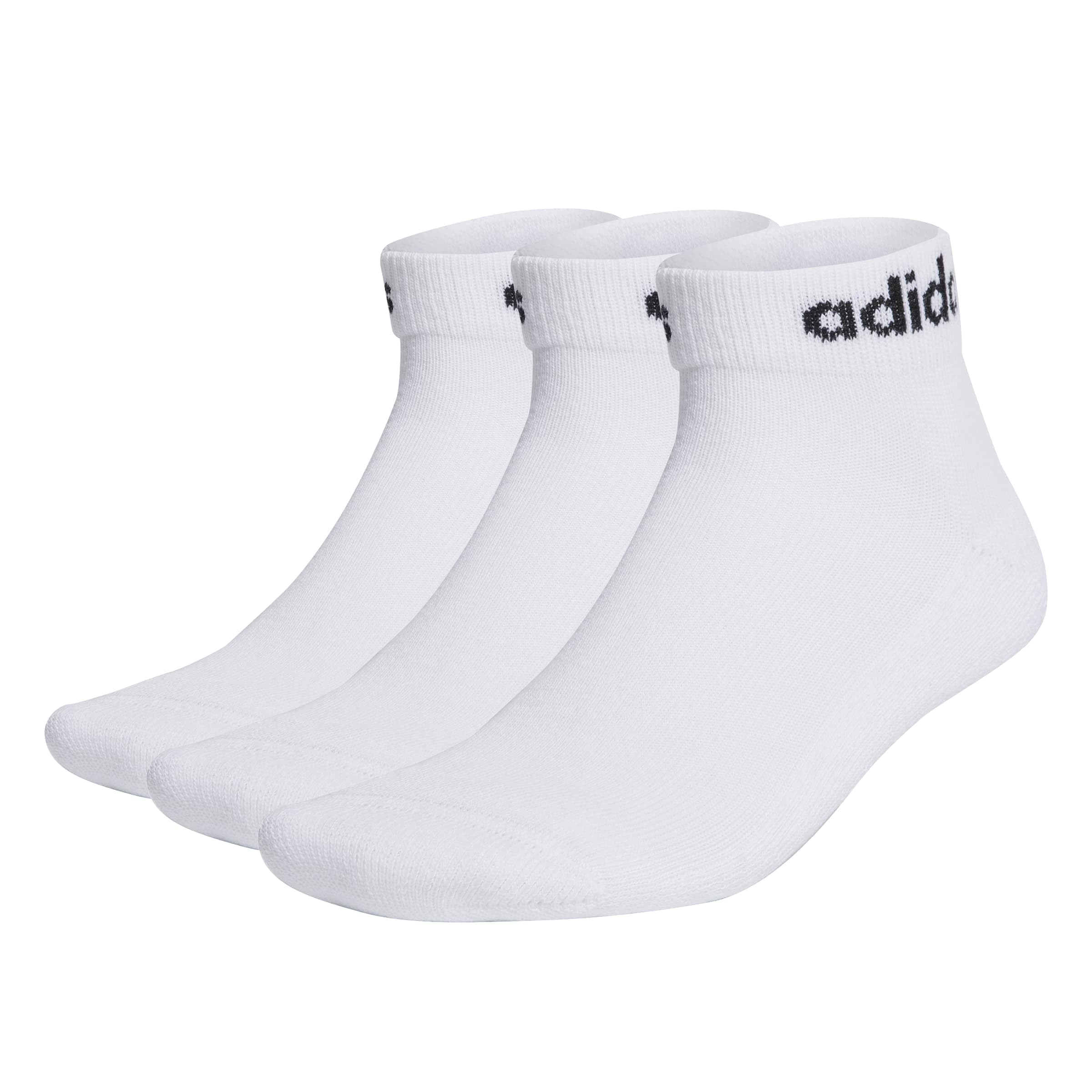 adidas Unisex Adults Linear Ankle Cushioned Socks 3 Pairs Socks L White/Black