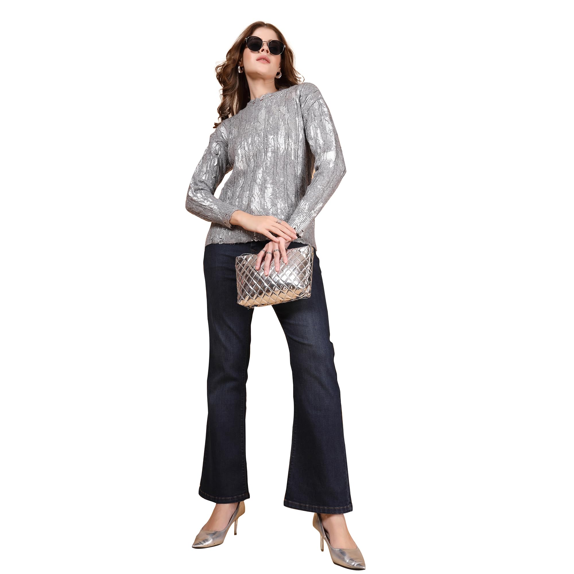 thirty threads Women Woollen Pullover Grey_T5W 25205-picture-37
