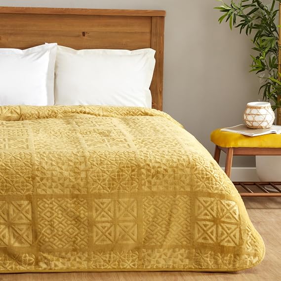 Karaca Home Blair Single Embos Blanket Mustard