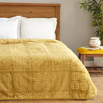 Karaca Home Blair Single Embos Blanket Mustard