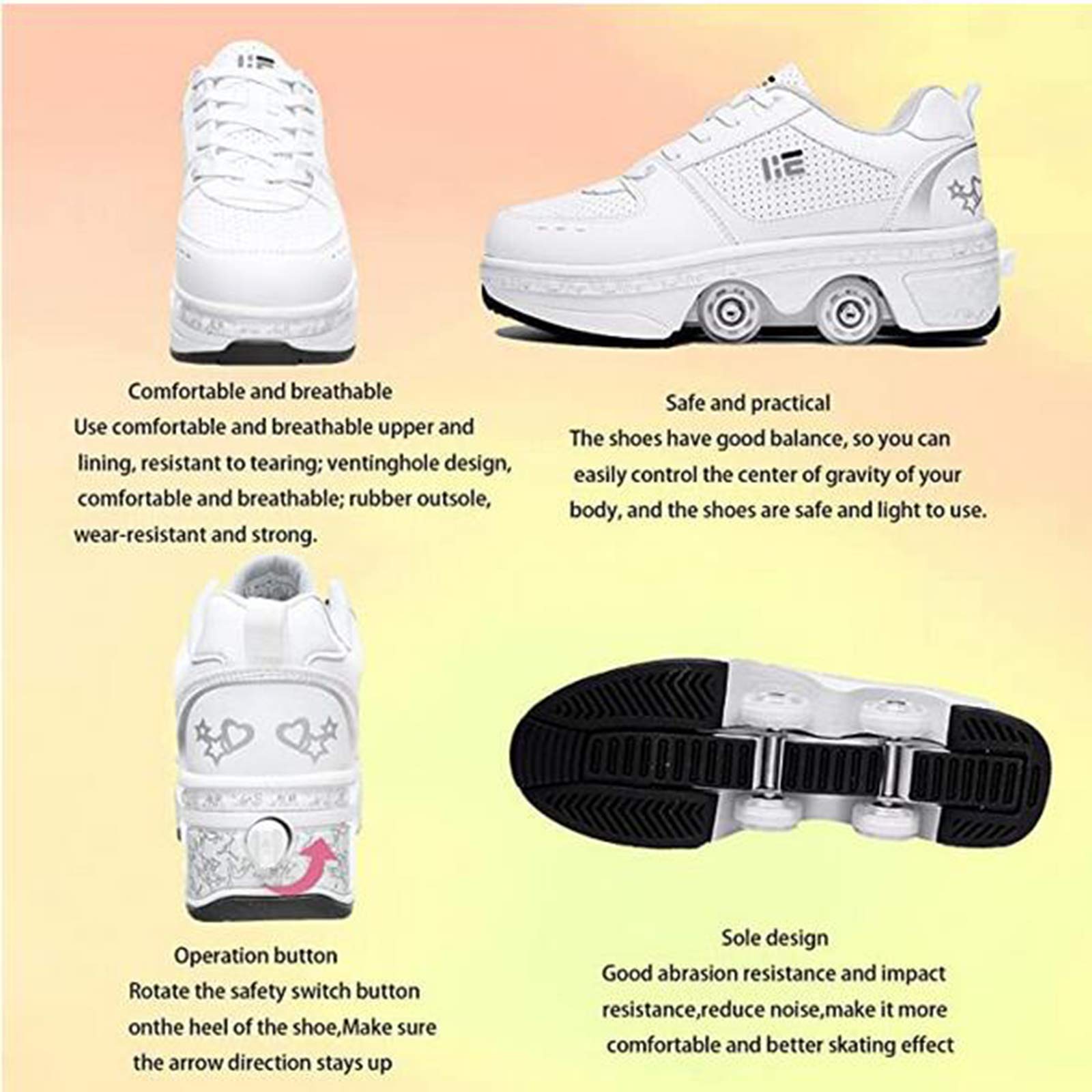 Scarpe Con Rotelle 2 In 1 - Sneaker Che Si Trasformano In Pattini, Unisex, Per Bambini E Adulti