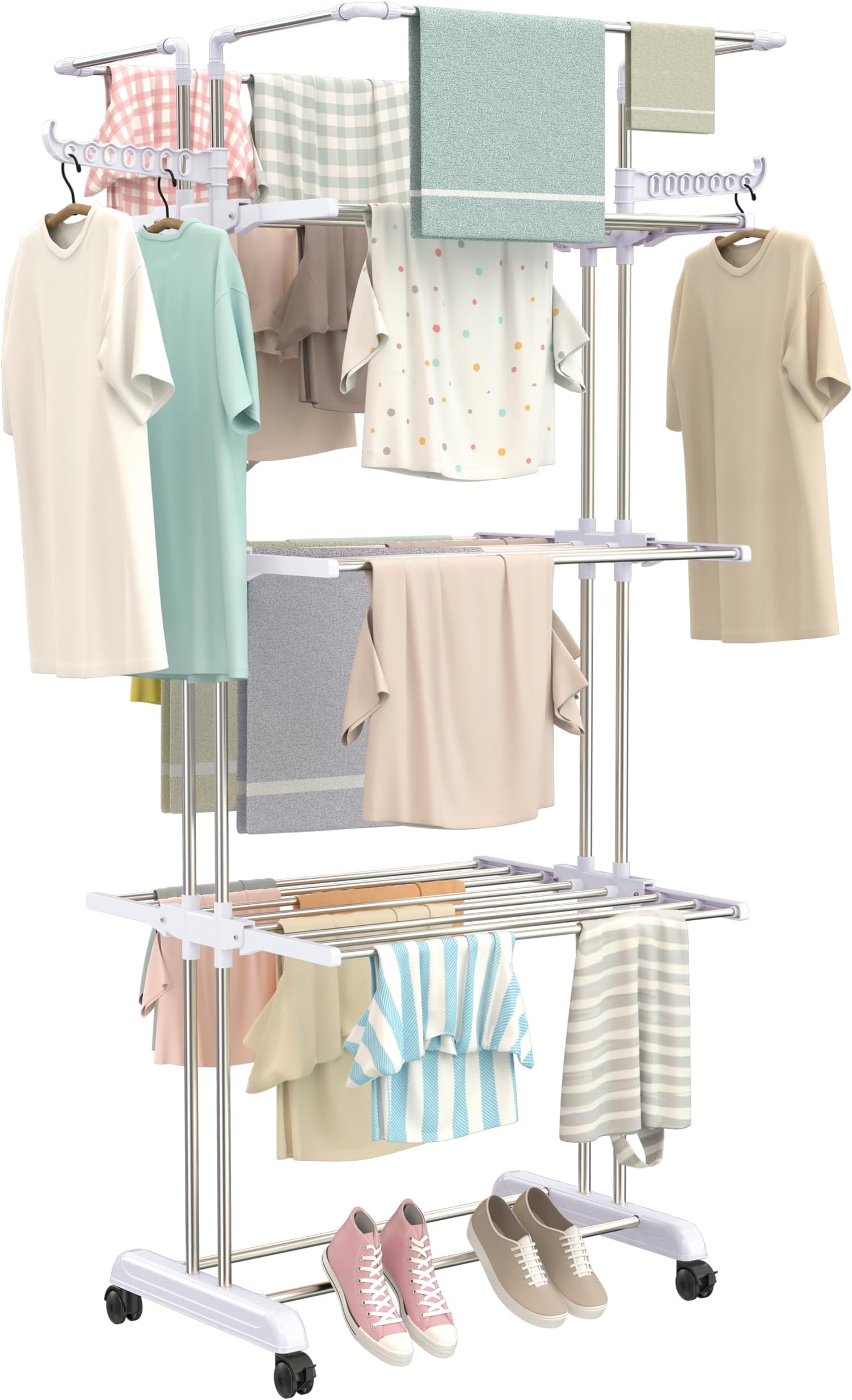 Synergy, Premium Heavy Duty Stainless Steel Foldable Cloth Drying Stand/Clothes Stand for Drying/Cloth Stand/Clothes Dryer- White (4 Tier), Sy-Cs21-L4