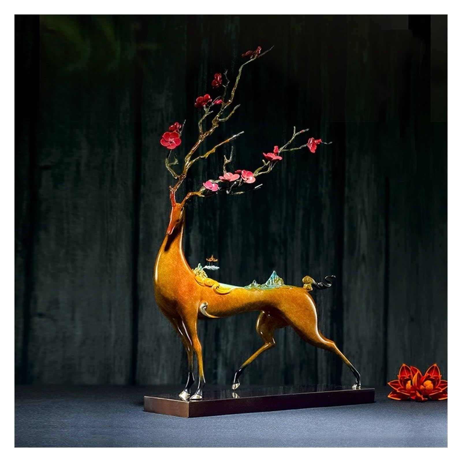 シカの銅板置物