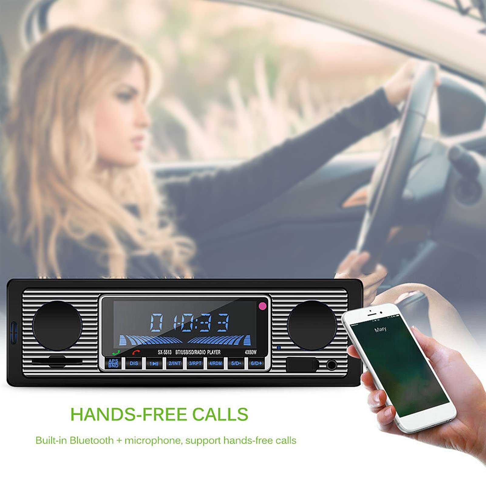 Auto Bluetooth Radio Klassischer Auto Stereo MP3 Musik Player mit USB/SD/AUX/FM In Dash Head Unit Auto Radio Bluetooth Stereo Player(#1)