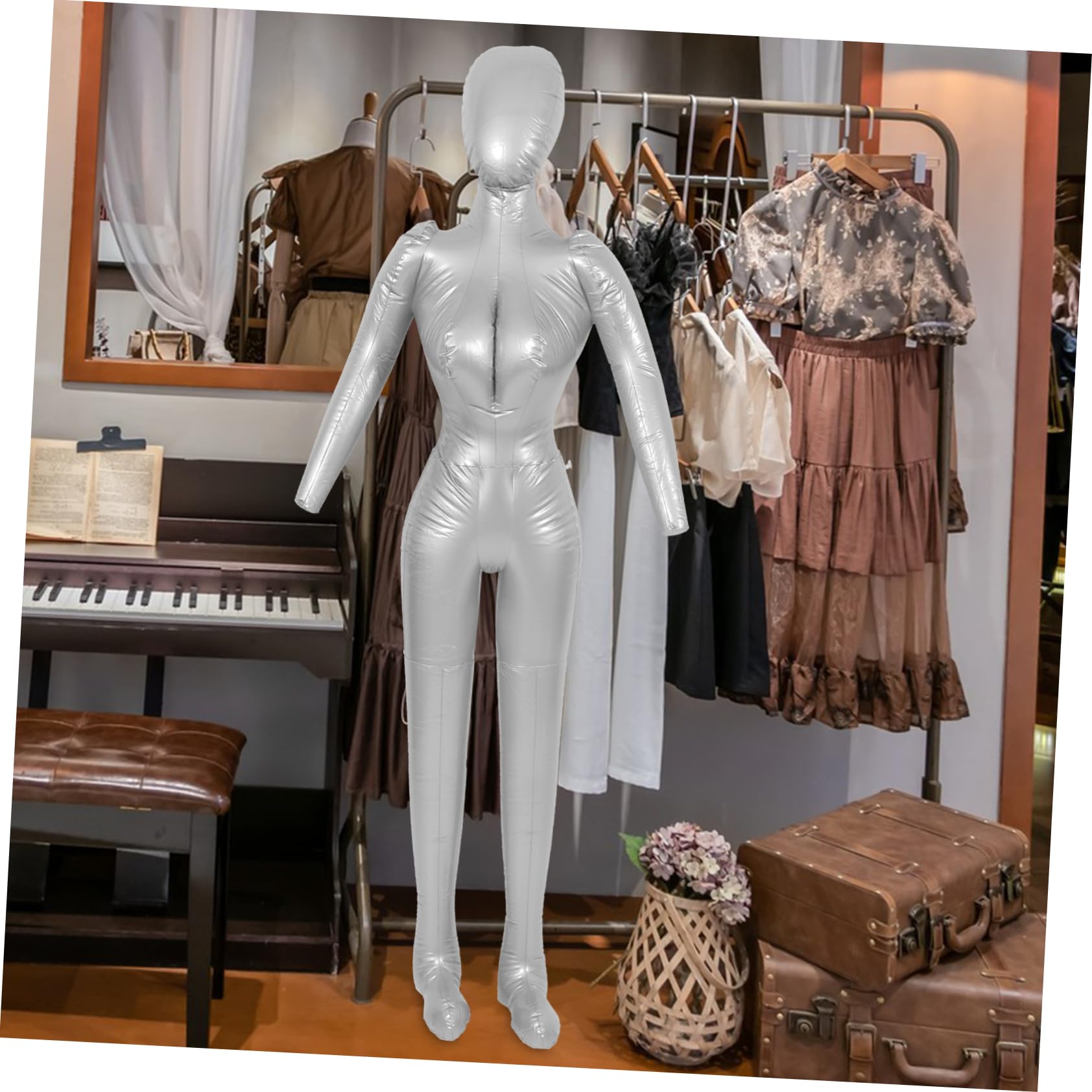 SHINEOFI Maniquí Inflable para Exhibición de Ropa de Mujer Cuerpo Completo, Material PVC Resistente, Buena Estabilidad y Prevención de Deformación para Ventana y Fotografía