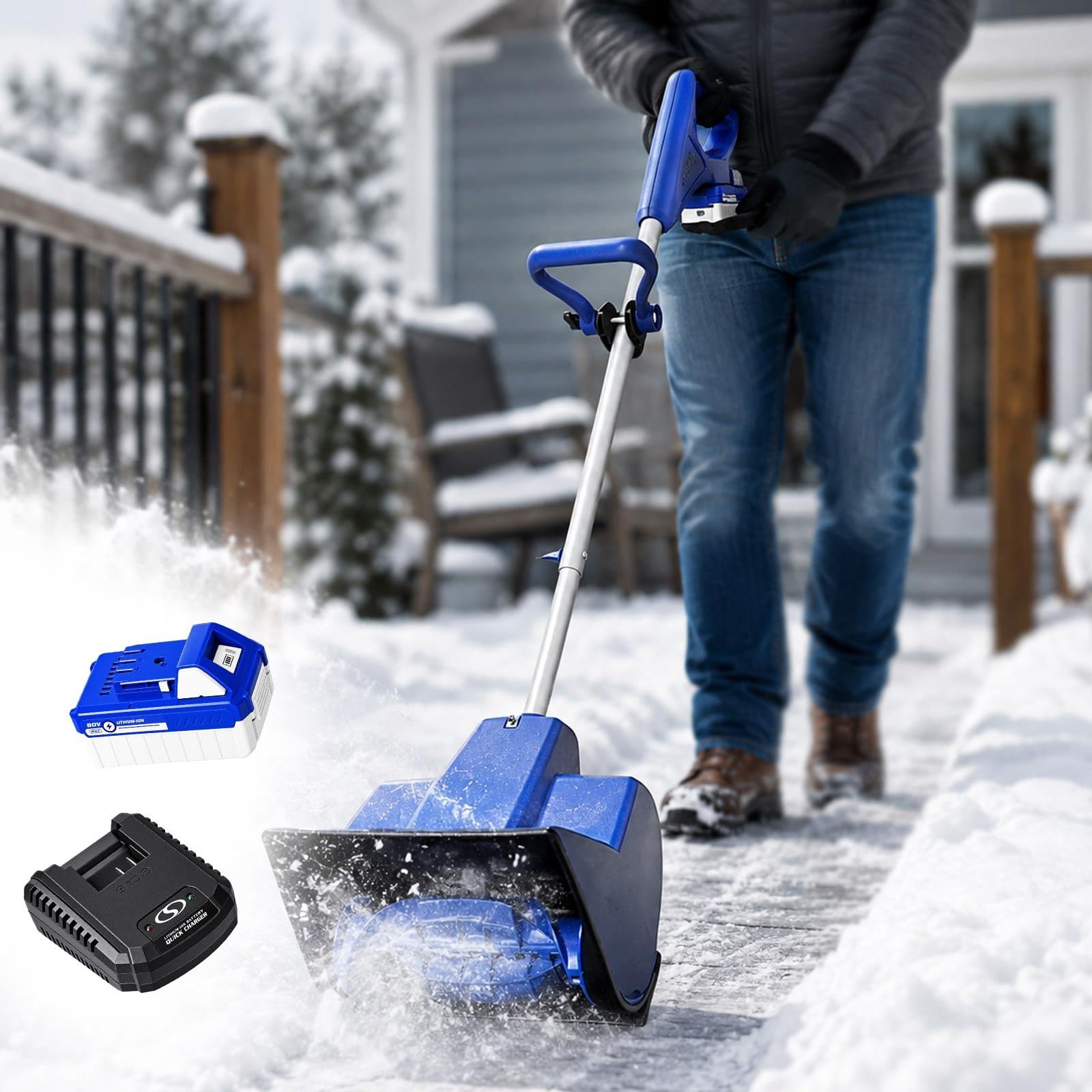 Pelle à neige sans fil, largeur 28 cm pour un déneigement efficace