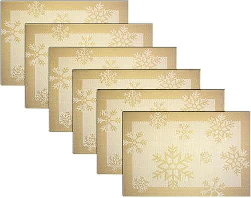 Miniatura 43 de Manteles individuales de plástico, juego de 6 manteles individuales lavables antideslizantes para mesa de comedor, manteles individuales de mesa