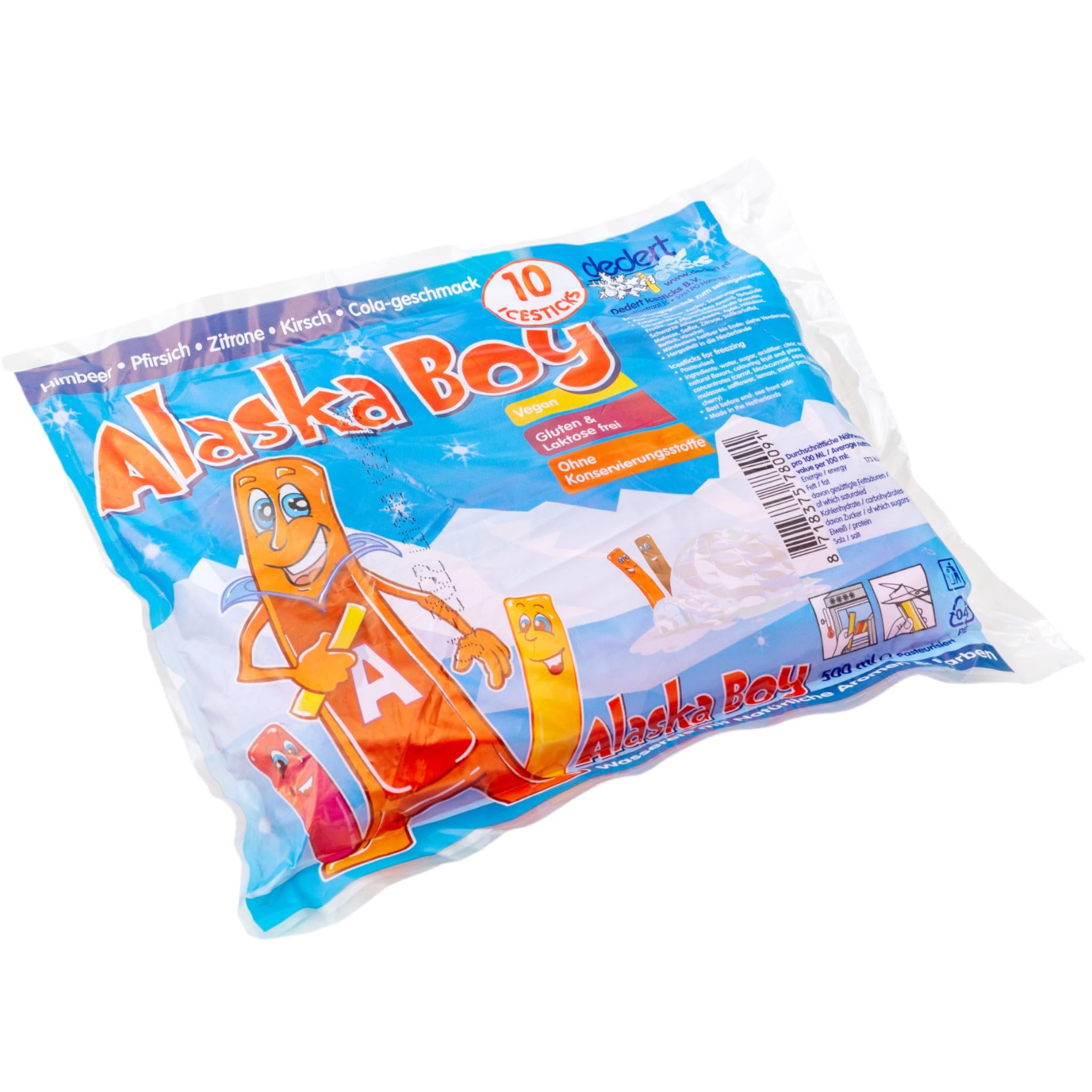 Alaska Boy Wassereis | VEGAN | 10 x 50ml (20er Karton Pack) | Stangeneis für den Sommer, Eis zum Lutschen & genießen + Zama4Zingo Karte