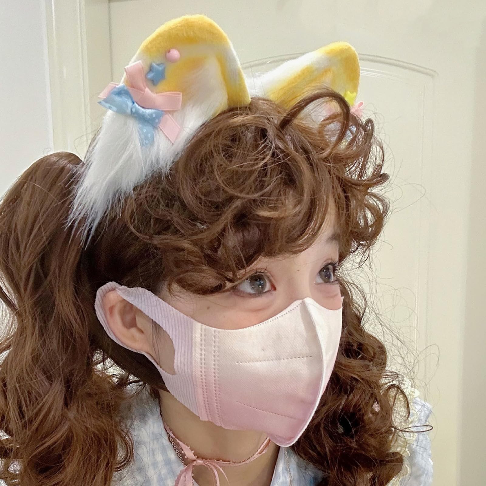 Fascia per capelli da donna con orecchie di lupo, realizzata a mano, per cosplay, cosplay, Halloween, feste