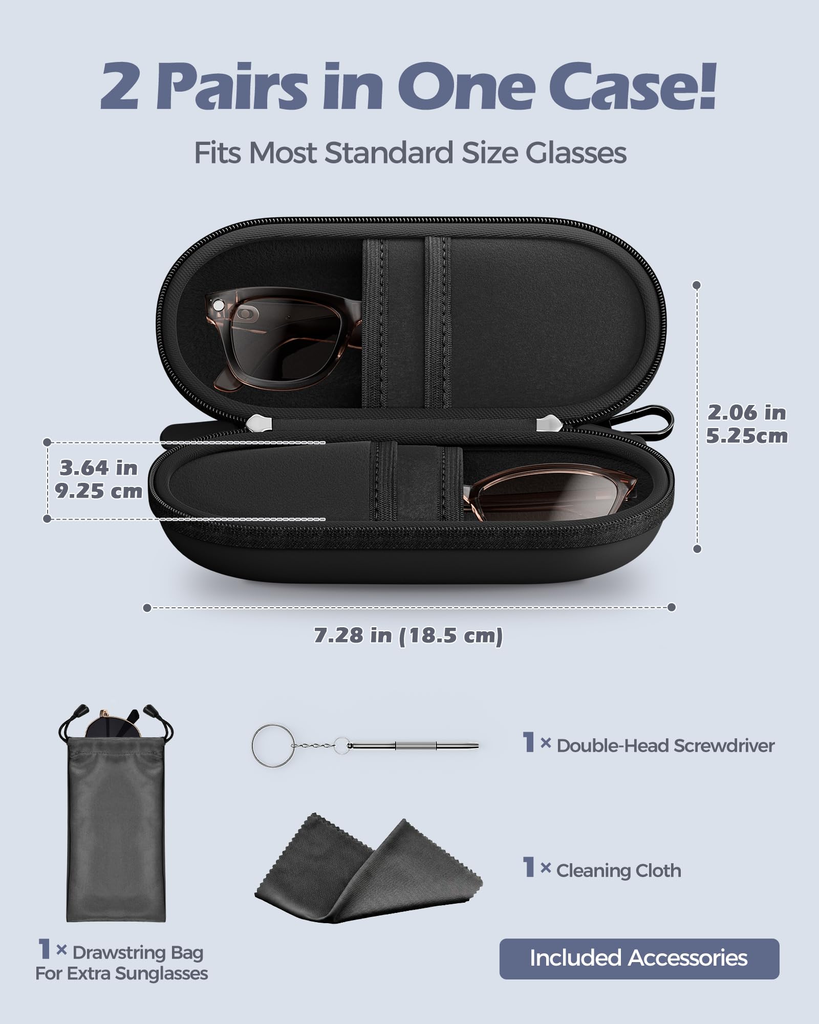 ProCase Custodia per occhiali da sole, porta occhiali da sole, organizer con gancio in metallo e fodera interna in velluto, porta occhiali, custodia per occhiali