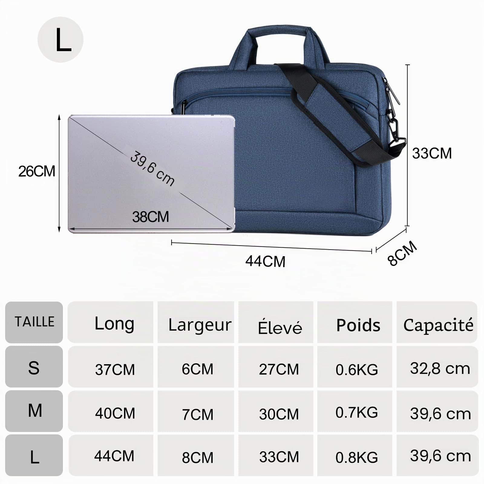 FANDARE Sacoche Ordinateur Portable pour 15.6 Pouces Laptop Sac à Bandoulière Mallette Sacoche Pochette Cartable pour Hommes Femmes Collège Cours Travail Affaires Voyage
