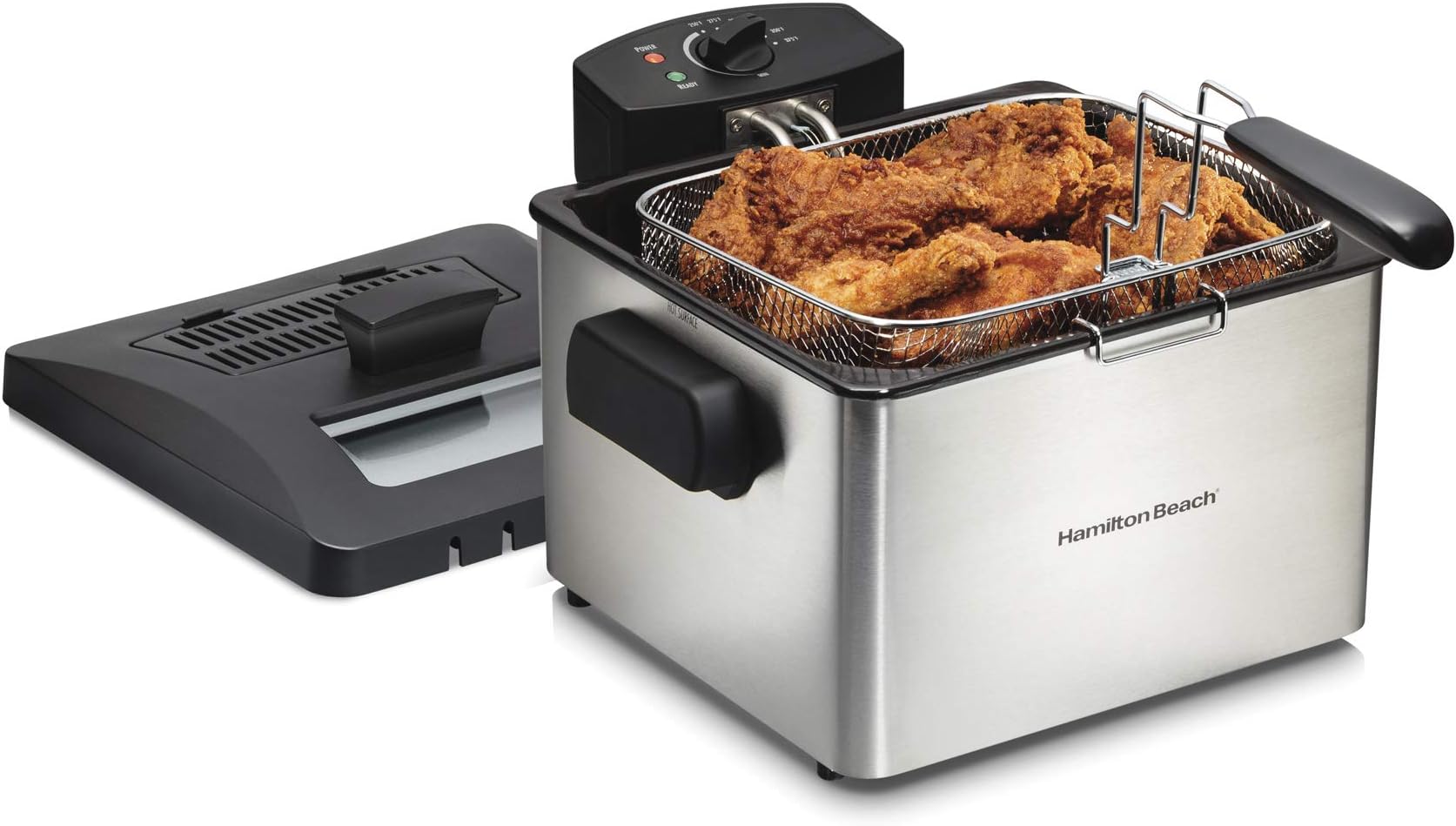 35042 Professional Style Electric Deep Fryer, XL Frying Basket, Lid with View Window, 1800 Watts, 21 Cups / 5 Liters Oil Capacity, Stainless Steel