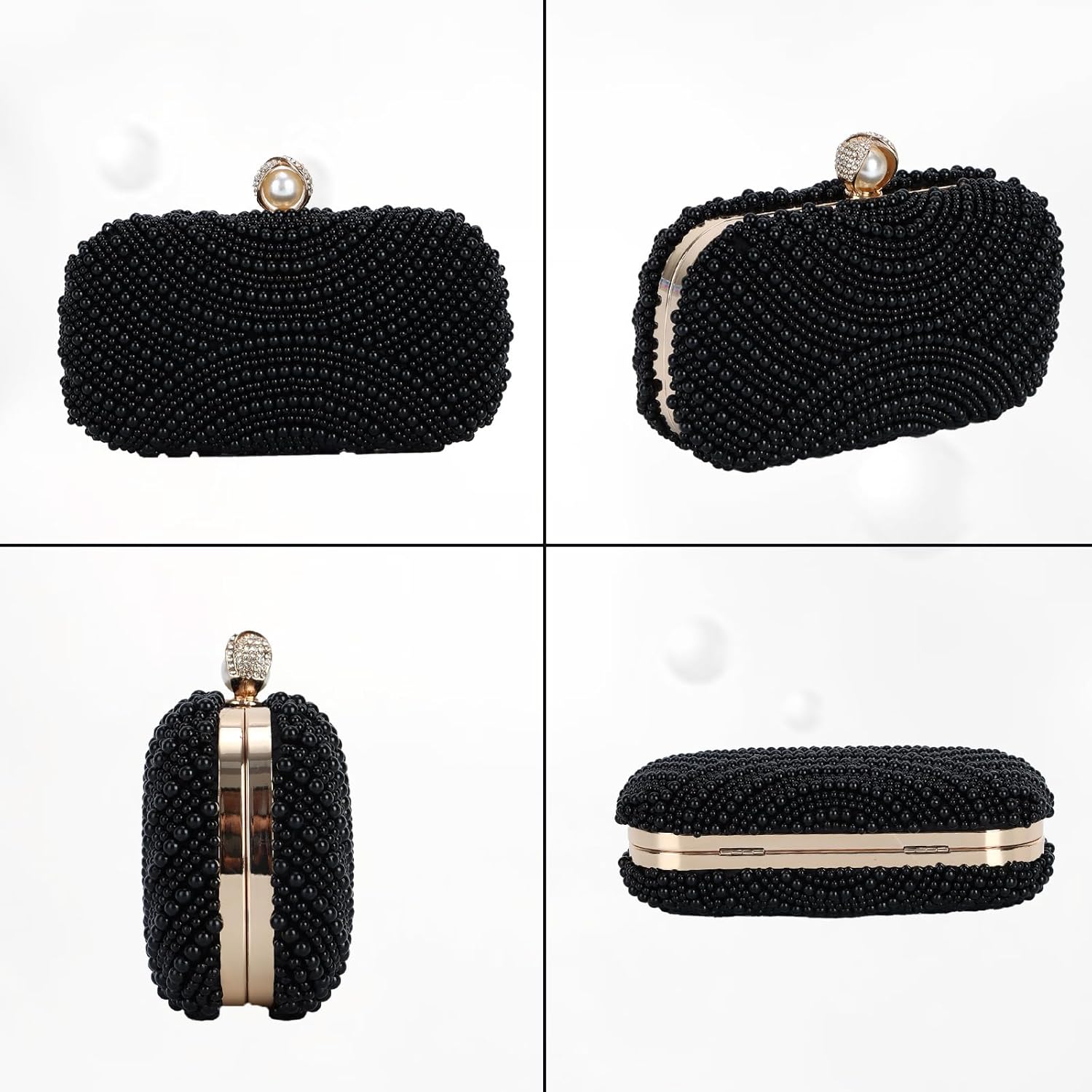 Emprier Pearl Evening Handbags for Women Beaded Clutch Purses with Chain for Wedding Bridal Party Prom - Image 6