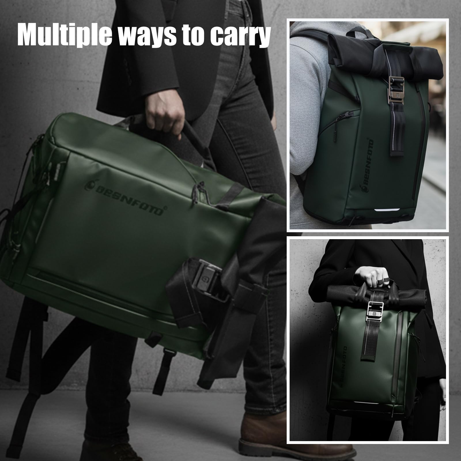 Besnfoto Mochila para cámara, impermeable, bolsa de viaje para fotógrafo, funda de fotografía extensible para cámara réflex réflex réflex sin espejo, compatible con laptop de hasta 15.6 pulgadas con