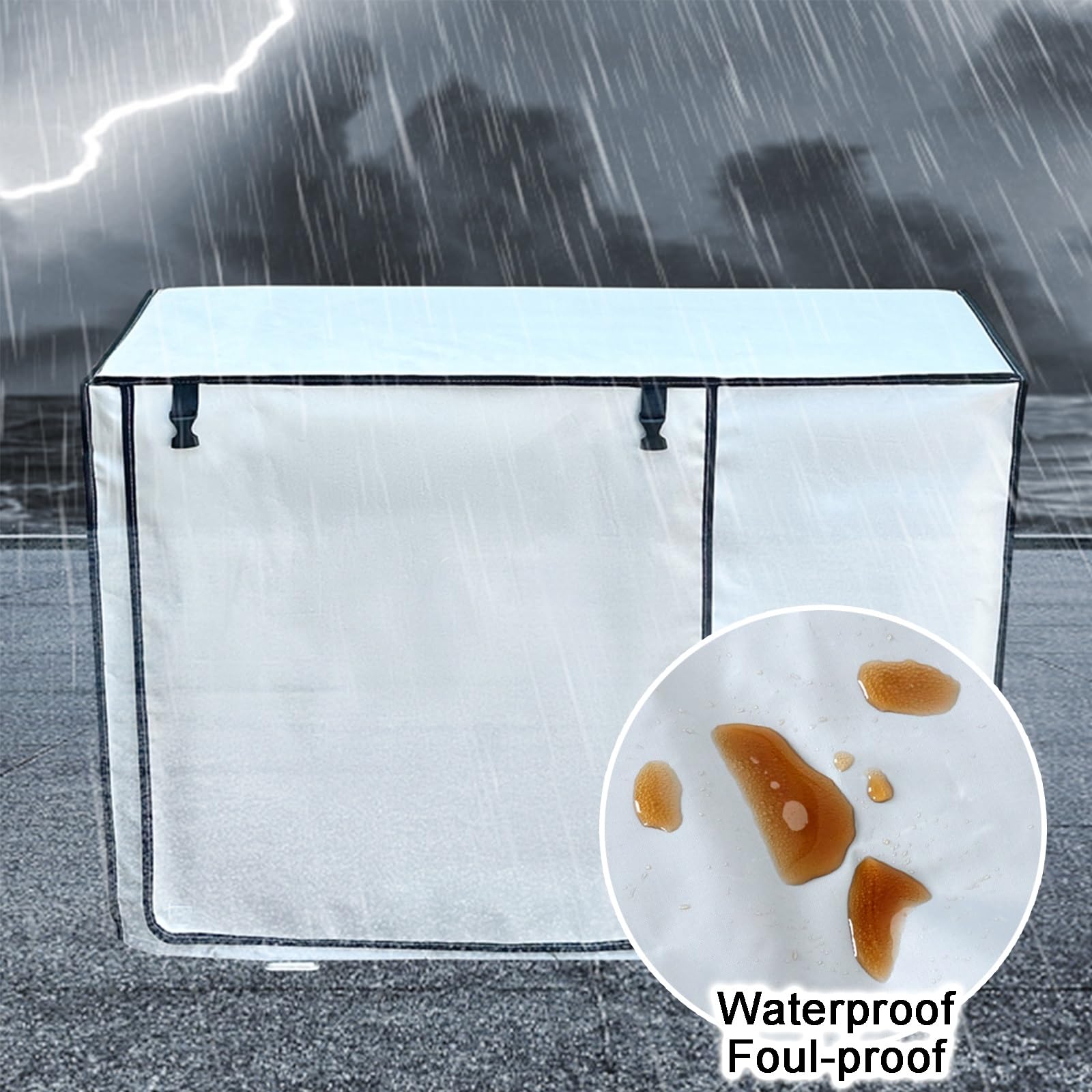 Klimaanlage Abdeckung, Abdeckung Wärmepumpe Pool 600D Oxford-Stoff, Klimaanlagenabdeckung für Außeneinheit(94 * 36 * 68cm/37 * 14 * 27in)