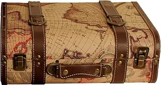 wald imports - Paperboard Suitcase -Decorative Storage Boxes - Suitcase for Decoration, Storage, and More (Faux Leather Map 1)