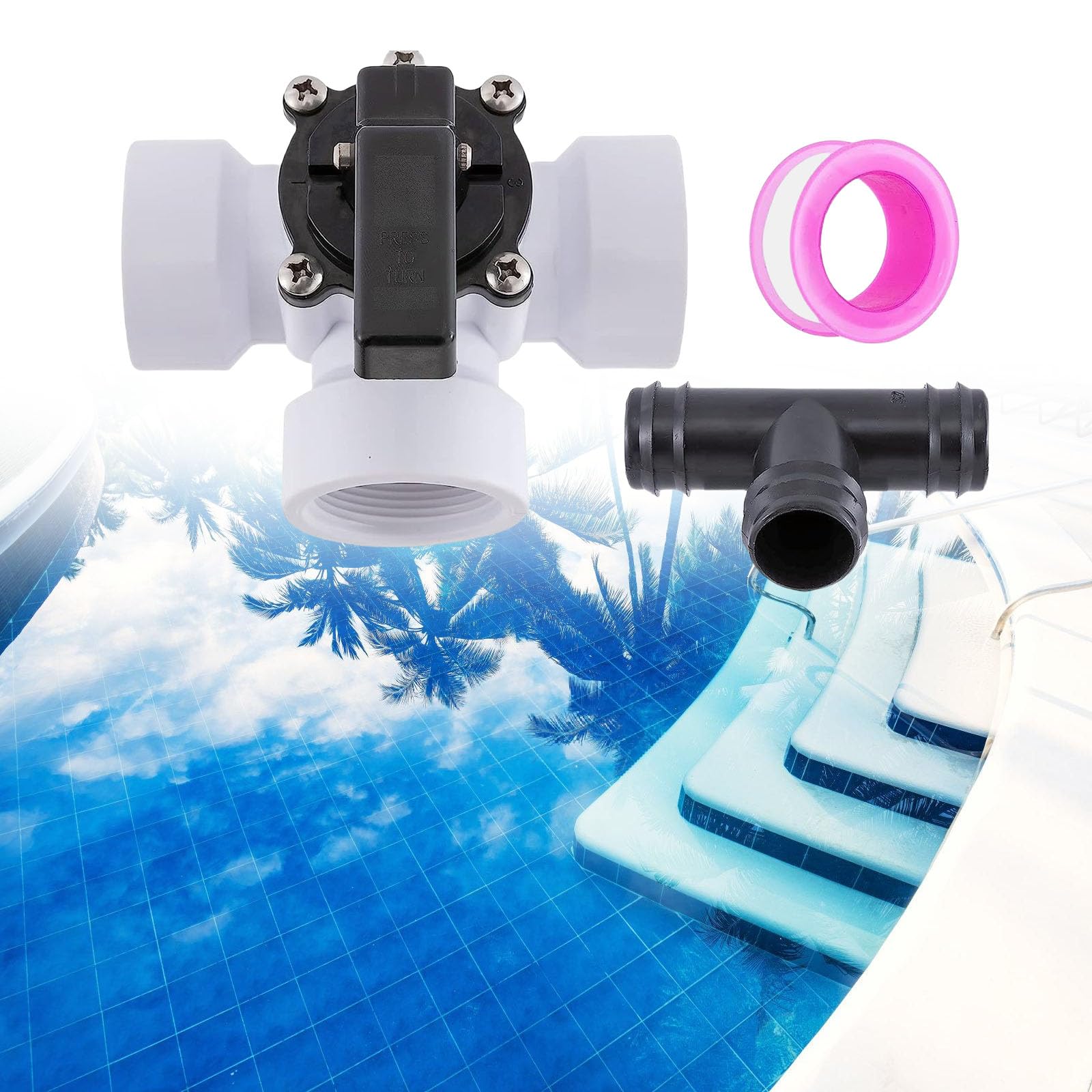 12 accessori per filtro a sabbia con valvole di bypass per piscina a 3 vie, adattatori in ABS e 6 morsetti in metallo, adatti per la manutenzione della piscina, set di adattatori bypass di