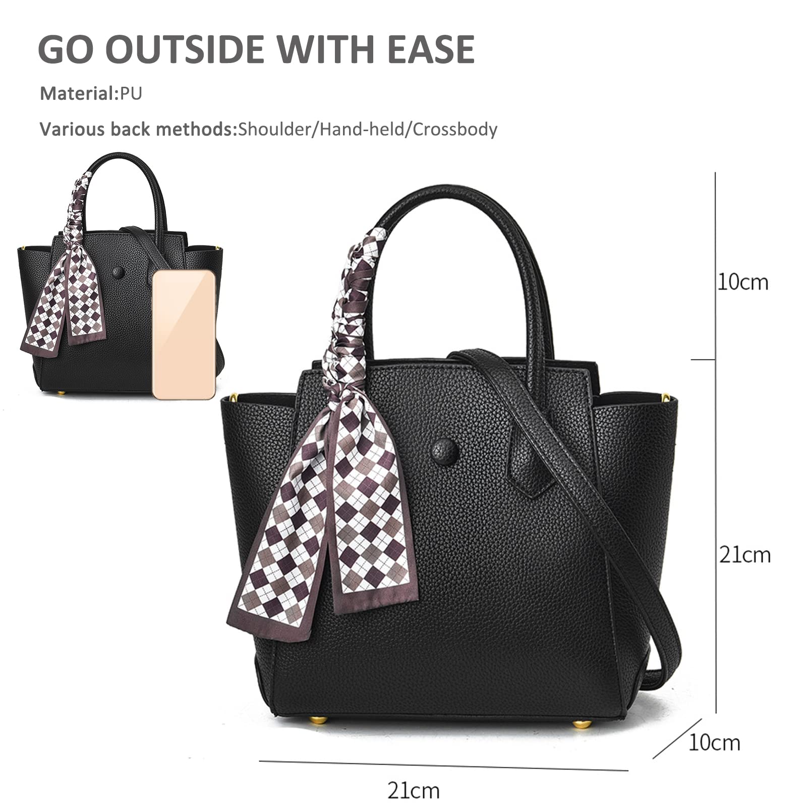 ADITAM Handtaschen für Damen Elegante Henkeltaschen Mode Bucket Bag Damen Kleine Umhängetasche PU Leder Umhängetasche Umhängetasche mit Schleife Double the Comfort