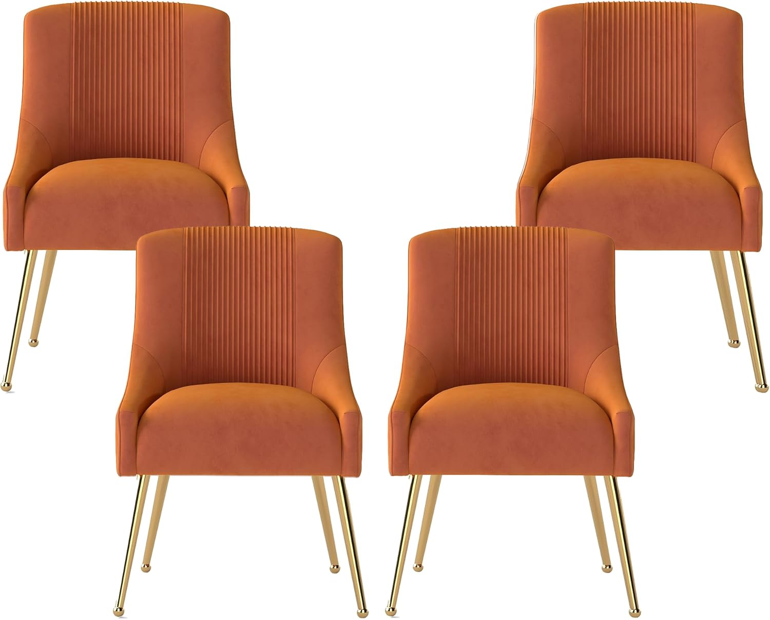 Modern Dining Chairs, Velvet Upholstered Dining Room Chairs with Gold Legs,Tufted Accent Chair Set of 2 for Reception Room Living Room Study Room(Pink)