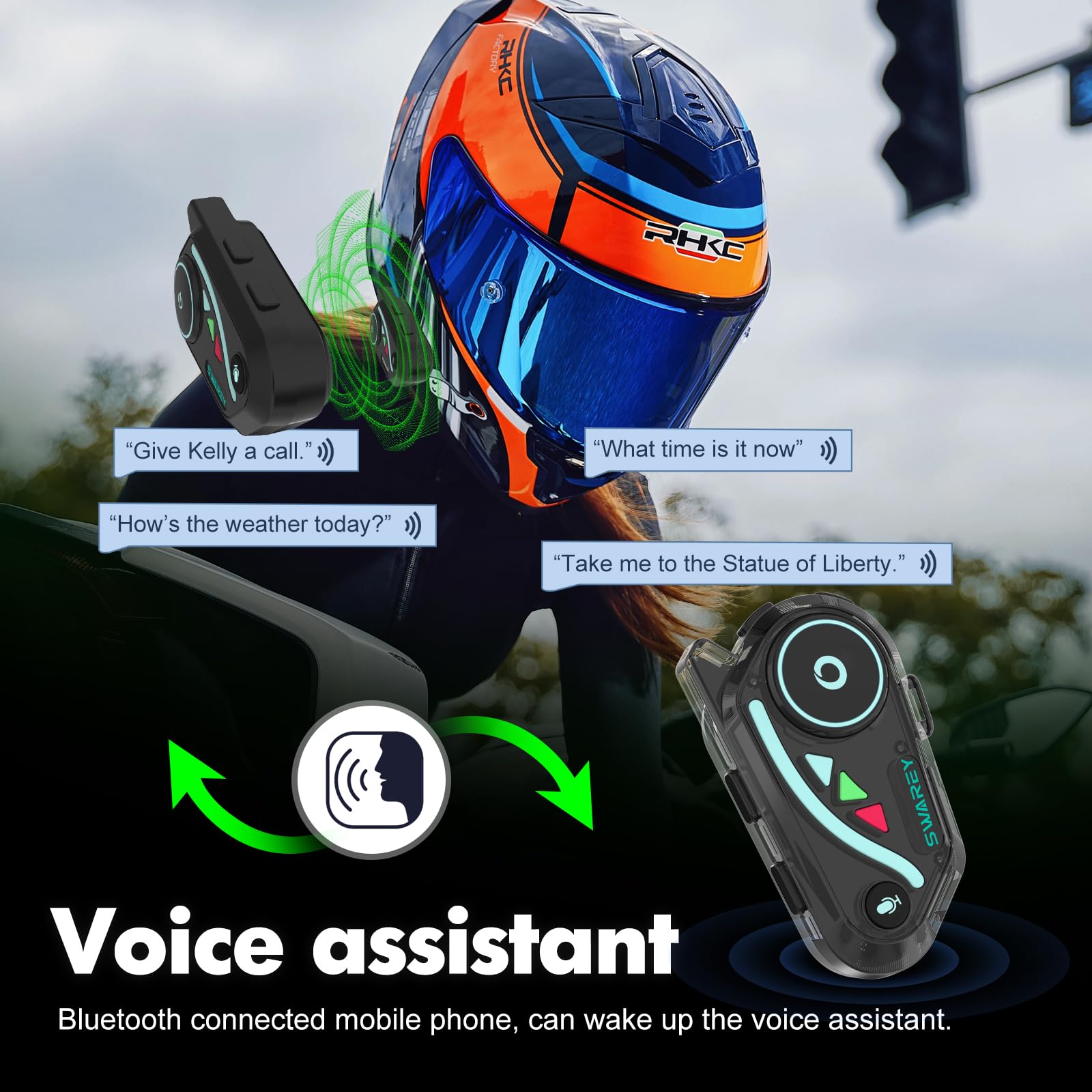 V8 Intercom Moto Système de Communication Bluetooth pour Casque de Moto Radio FM/Partage de Musique/Appel téléphonique (2 unités, Canal 2X)