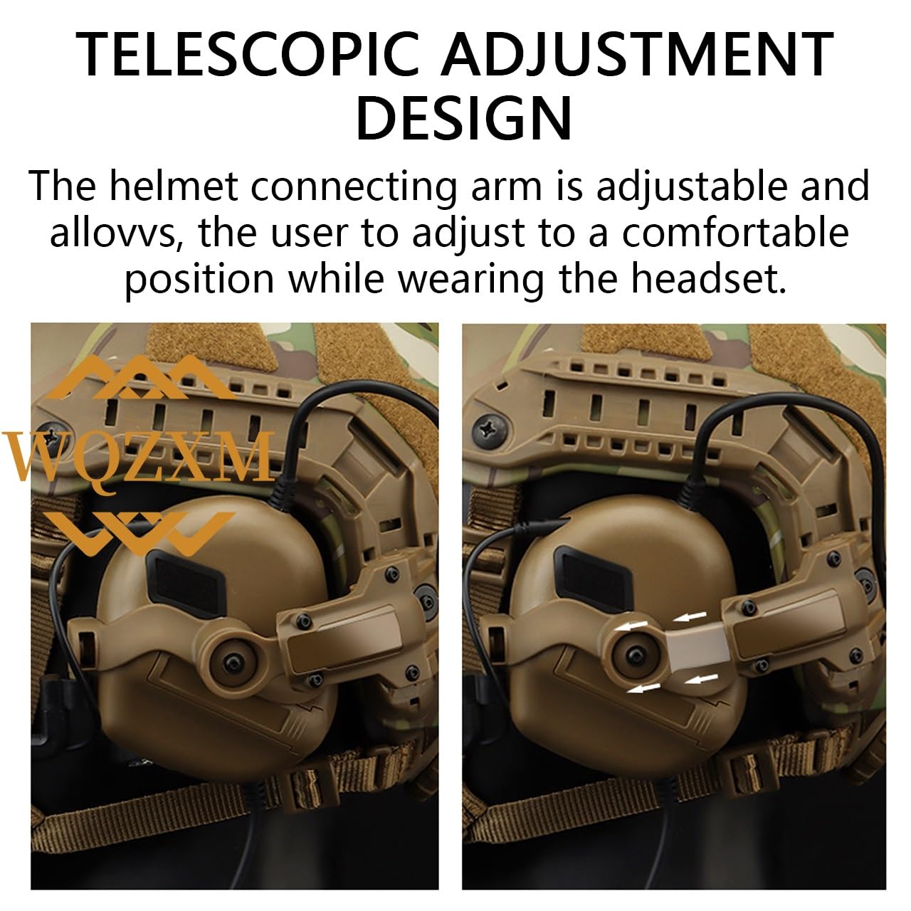 Cuffie tattiche con adattatore ferroviario ARC compatibile con Ops-Core Fast e ACH Mich per airsoft caccia tiro (Tan)