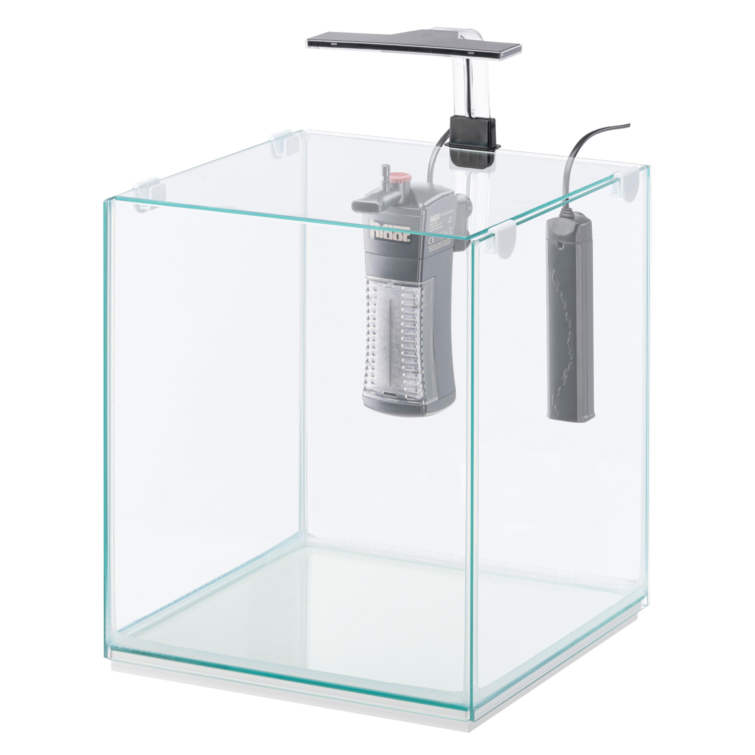 Hydor Aquarium 30L Aquarium Complet: Lampe LED à Intensité Variable, 3 Modes (Jour, Nuit et Mixte), Filtre Interne Silencieux et Chauffage, 30 x 30 x 50 cm