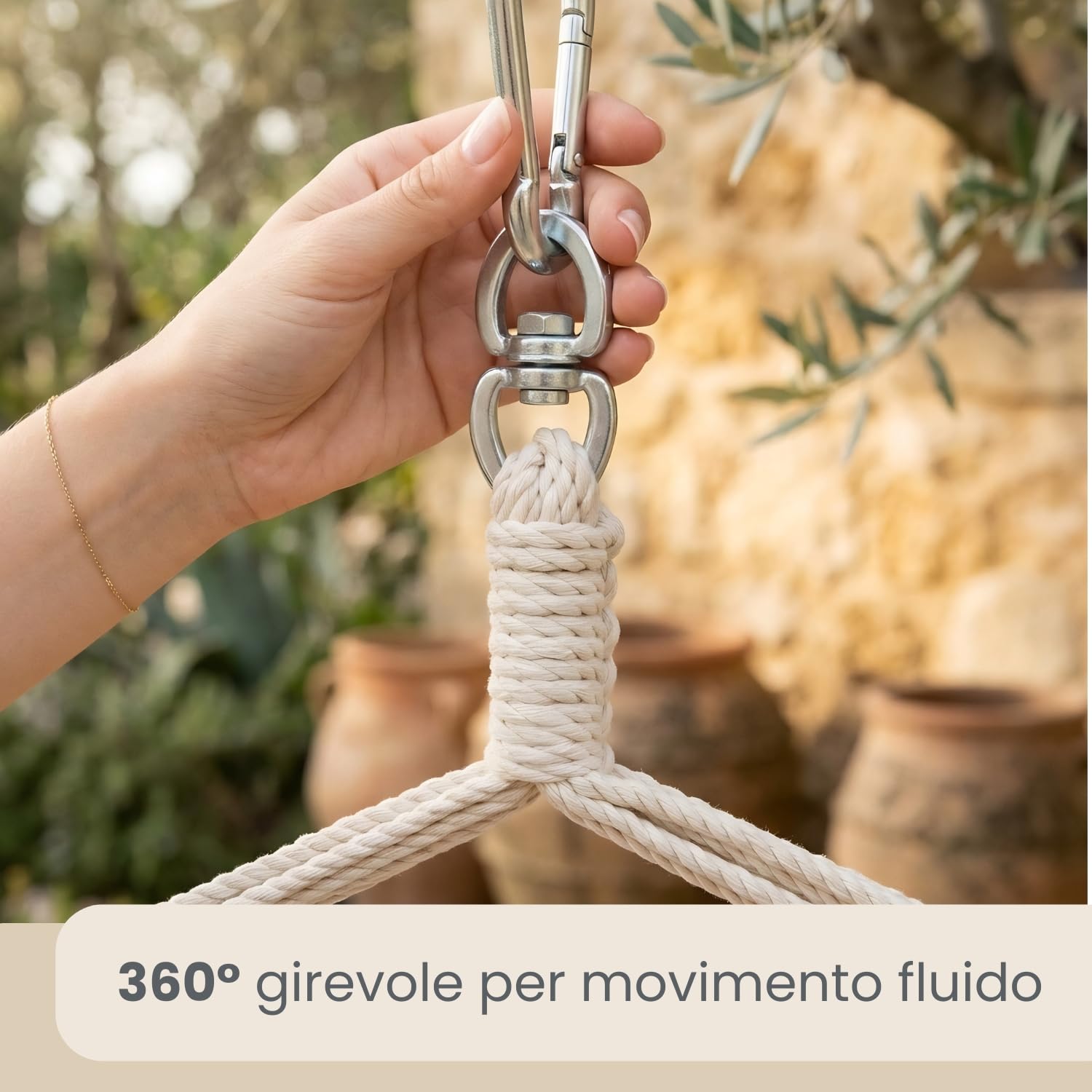 Amaca XXL per Tutta la Famiglia | Dondolo Peso Massimo supportato 150 kg | Sedile sospeso di Tela 190x140cm | Dondolarsi 100% Cotone | Amaca incl. moschettoni | per la Siesta | Blu Mare