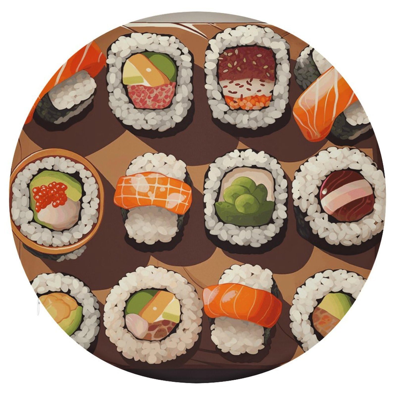 Wsoihfec Style Many Sushi Food Seat Cushion Round Chair Pad