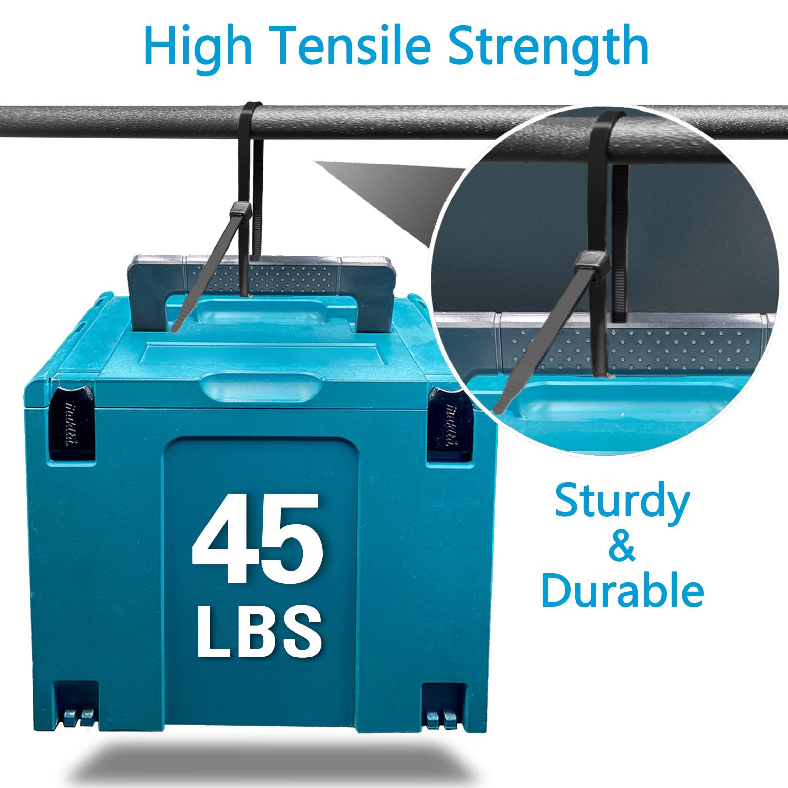 Zip Ties 10 inch (5000 Pack), Black Cable Ties, 45lb Tensile Strength, Wire Ties, Glufirm