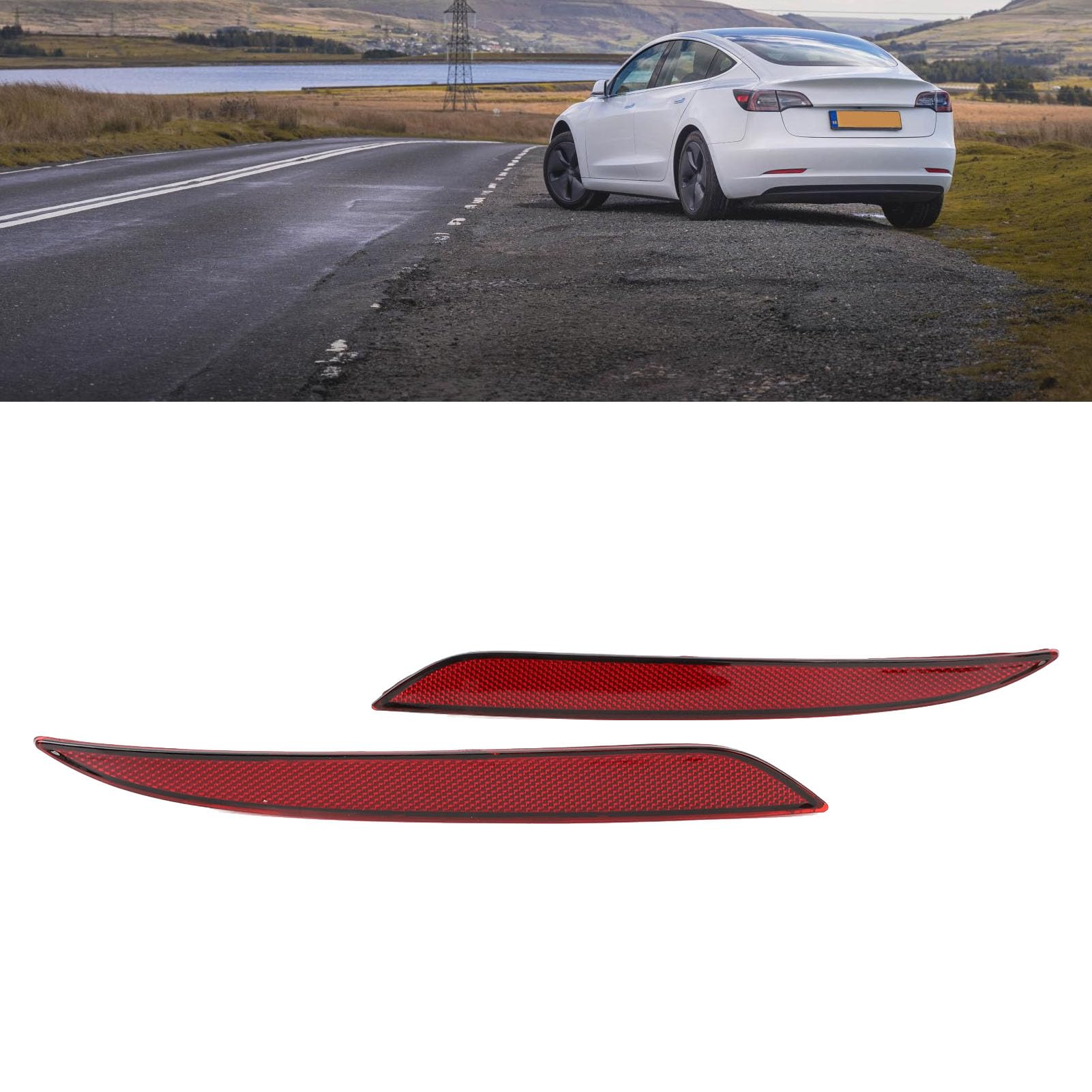 Riflettore Paraurti Posteriore 1077406‑00‑F Lente Riflettente Rossa Paraurti Posteriore, Luce Catarifrangente Coda Auto, Sostituzione Luci Paraurti Posteriore per Tesla Model 3 Dal 2017 Al 2023