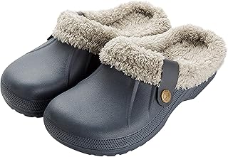RXLLDOLY Women's Fleece Lined Clogs Unisex Slip On Garden Cloggies Mule Shoes Lightweight Workout Sandals Non-Slip Waterproof Platform Cozy Plush House Slippers for Men