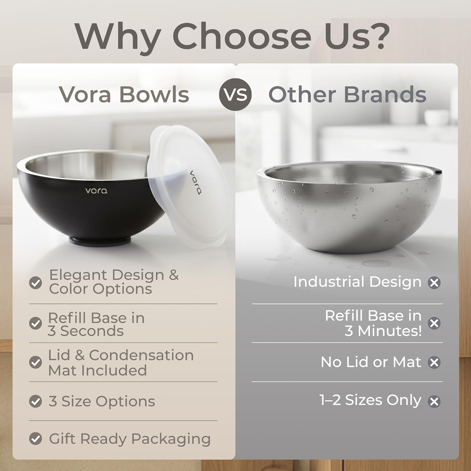 Vora 70oz Dip Chiller Bowl with Lid | Black Stainless Steel Chilled Dip Bowl for Dips, Guacamole, Hummus, Salsa | Insulated Serving Dishes with Easiest Water Fill & Refillable Chamber