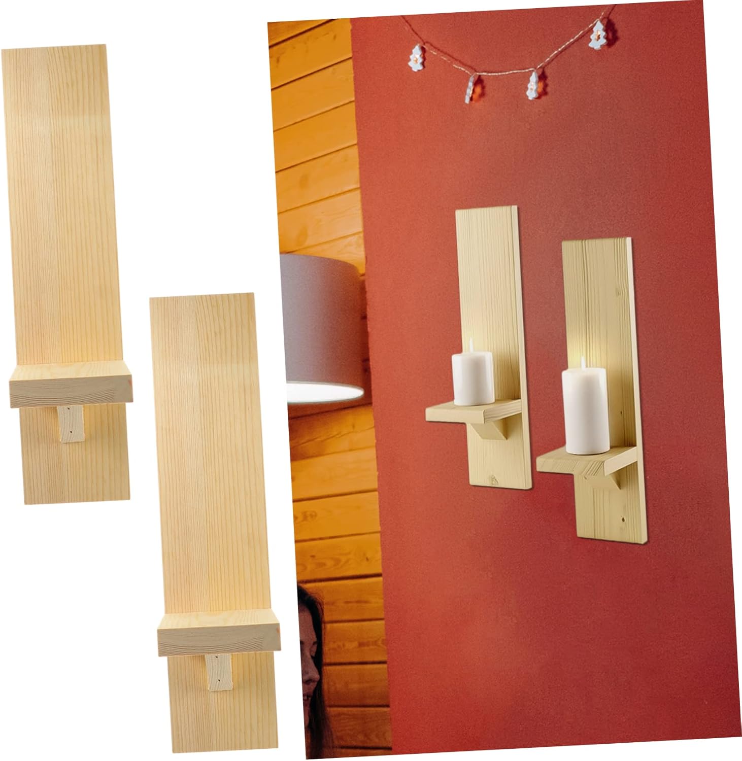 Rustic Wall Sconces Wooden Candle Holder Decorative Wall Art for Living Room Home Decor