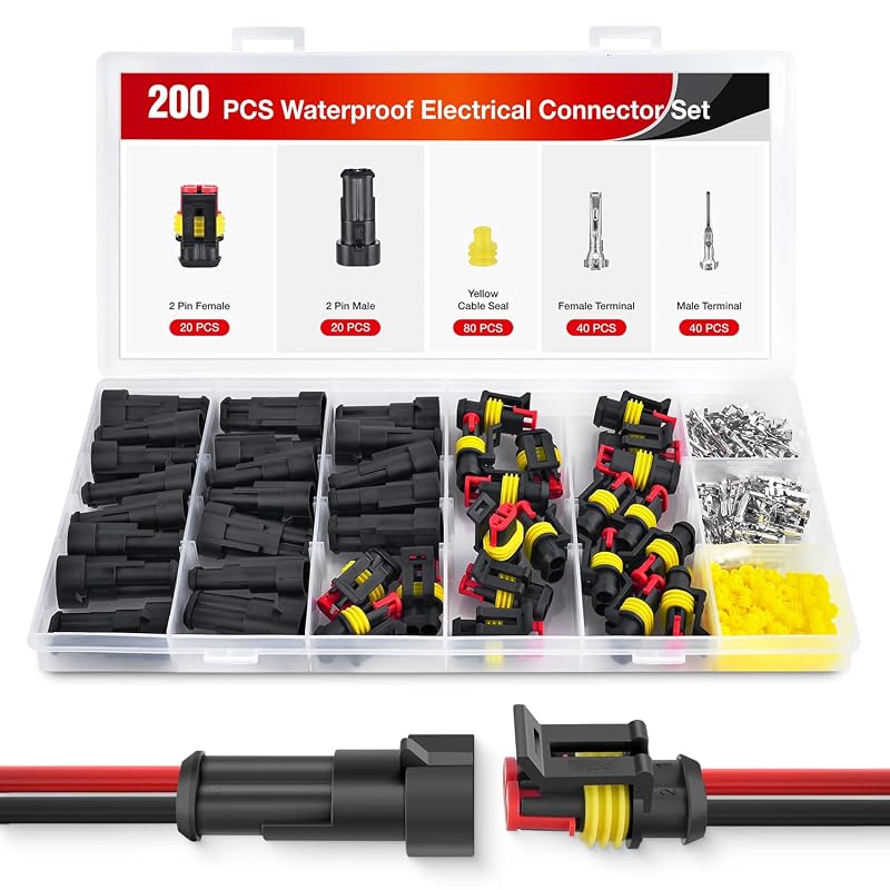 Conectores elétricos automotivos Nilight 2 pinos com terminais macho e fêmea – 20 conjuntos