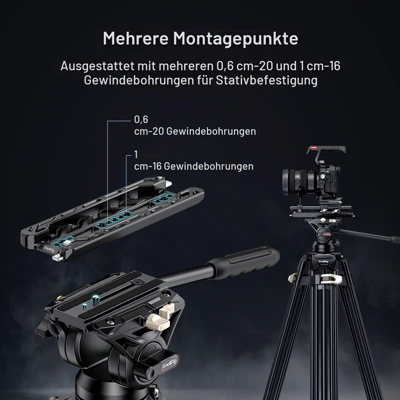 SMALLRIG 8" Dovetail Plate für ARRI Lightweight mit Sicherheitsdesign zum Anbringen von Kit, Grundplatte mit maximaler Belastung von 20 kg, Käseplatte oder Baseplate - 3770