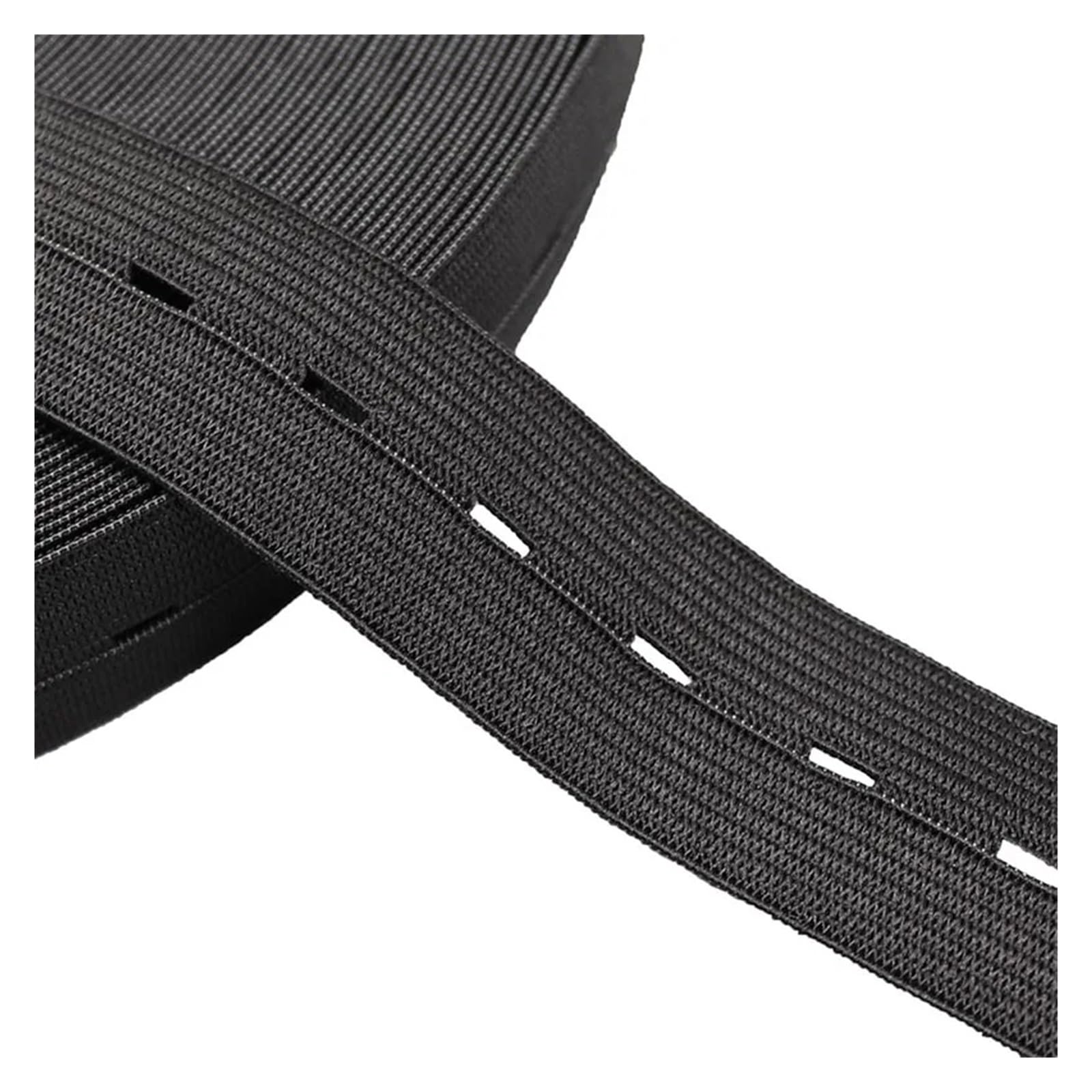 Elastyczny sznurek z dziurkami, Gumki do szycia dziurek na guziki Czarne Białe 15-30 mm 2-10 metrów(Black,10 Meters)