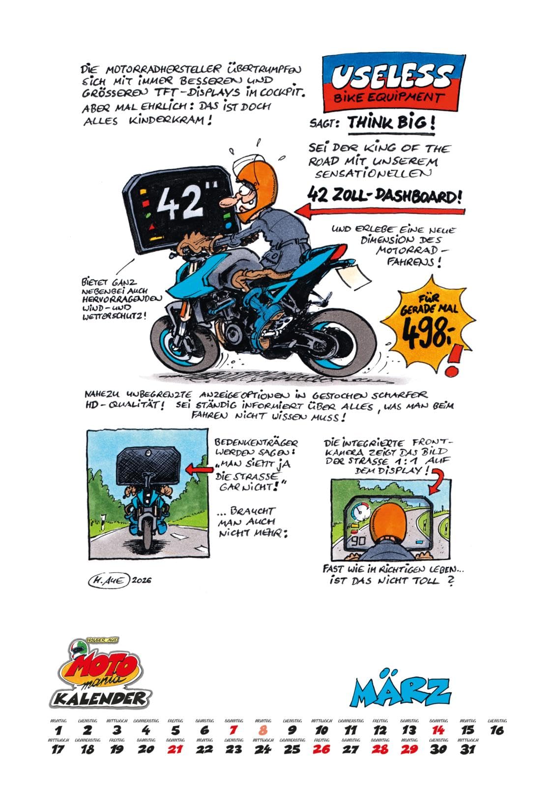 MOTOmania Kalender 2027: Monatskalender im Großformat: XXL-Wandkalender mit Spiralbindung im Hochformat, 42 x 59 cm | Mit den beliebten Comics von Holger Aue