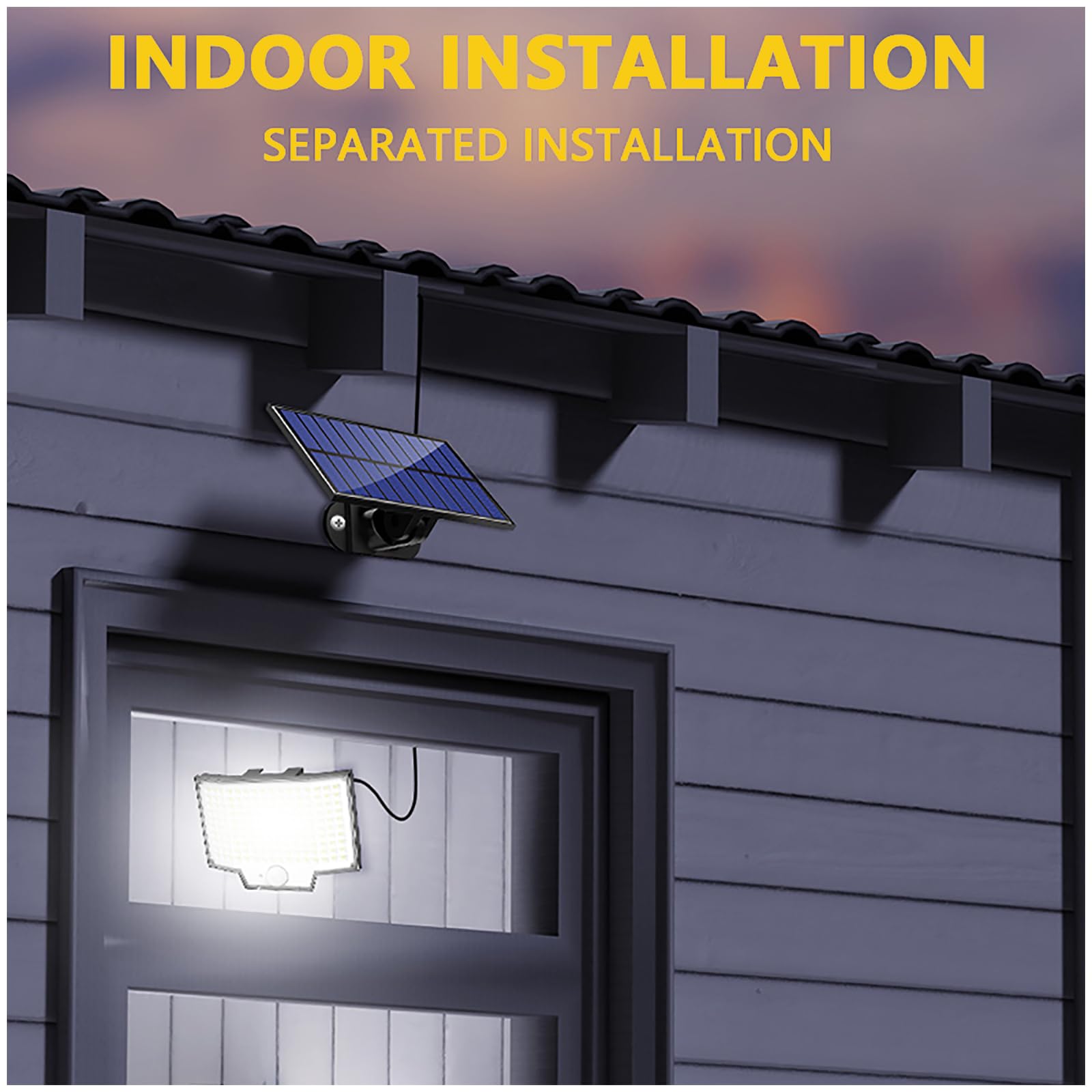 Faretto LED Da Esterno Solare 348LED Faro Led Esterno Con Pannello Solare Con Accumulatore 270° Luci Solari Da Giardino 3 Modalità Faretti Solari a LED Da Esterno Lampione