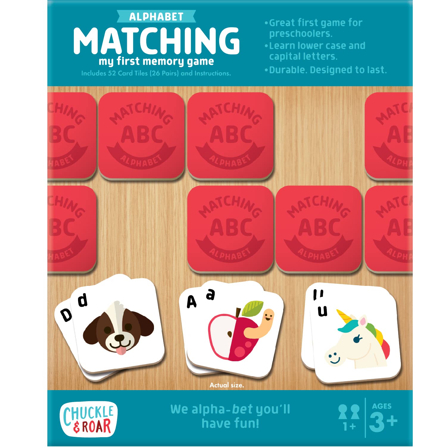 Chuckle & Roar Alphabet Matching Memory Game for Kids Ages 3+ – Preschool Letter Matching Board Game for Toddlers, Uppercase & Lowercase ABC Learning Game