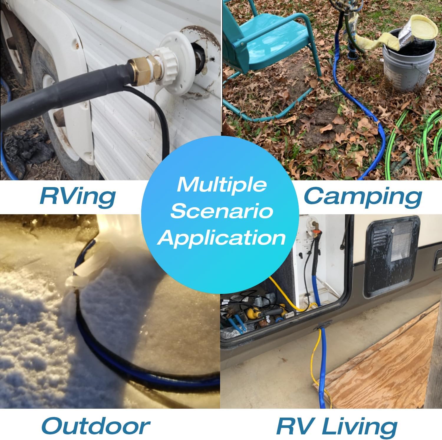 H&G Lifestyles 15ft Heated Water Hose for RV,5/8" Inner Diameter Water Hose Heater for RV Camper, Freeze Protection Under -40℉,Heating Garden Hose 3/4 GHT