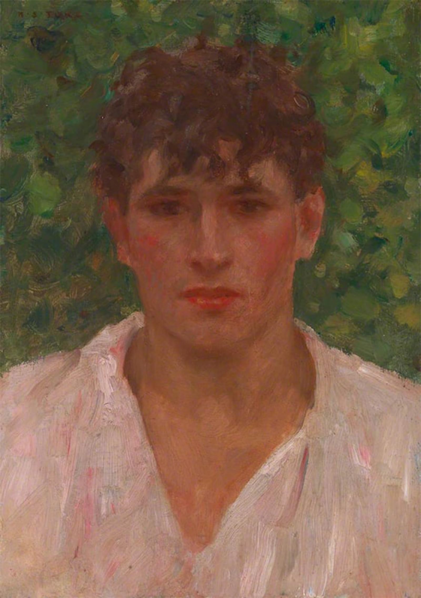 POSTERIIk Vintage Classic Picture Landscape Artwork Portrait of a Young Man with Open Collar by Henrytuke Portrait Canvas Painting for Office Home Decor 60x90cm