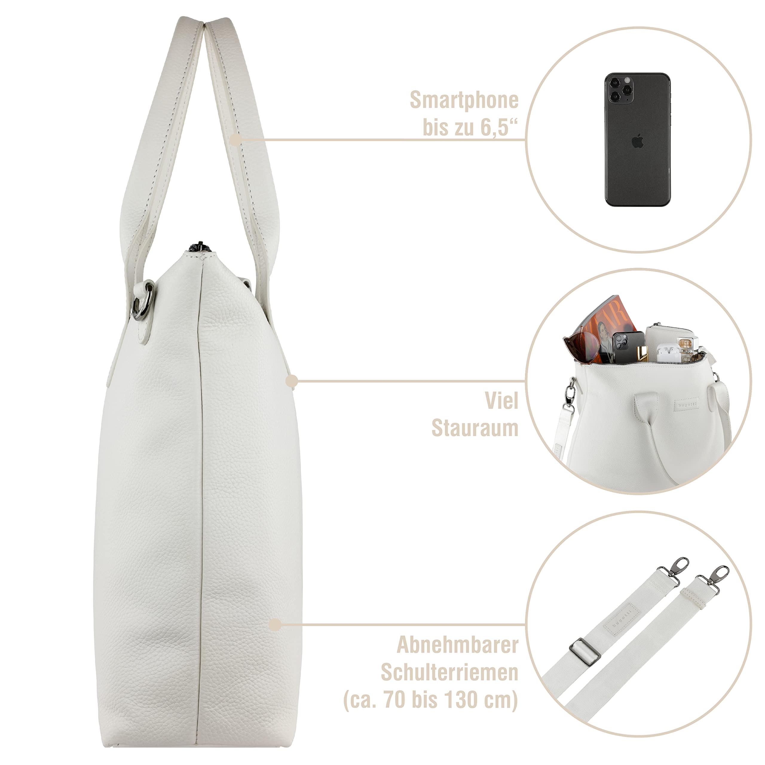 bugatti Elsa shopper in pelle, borsa da donna per affari, lavoro o shopping