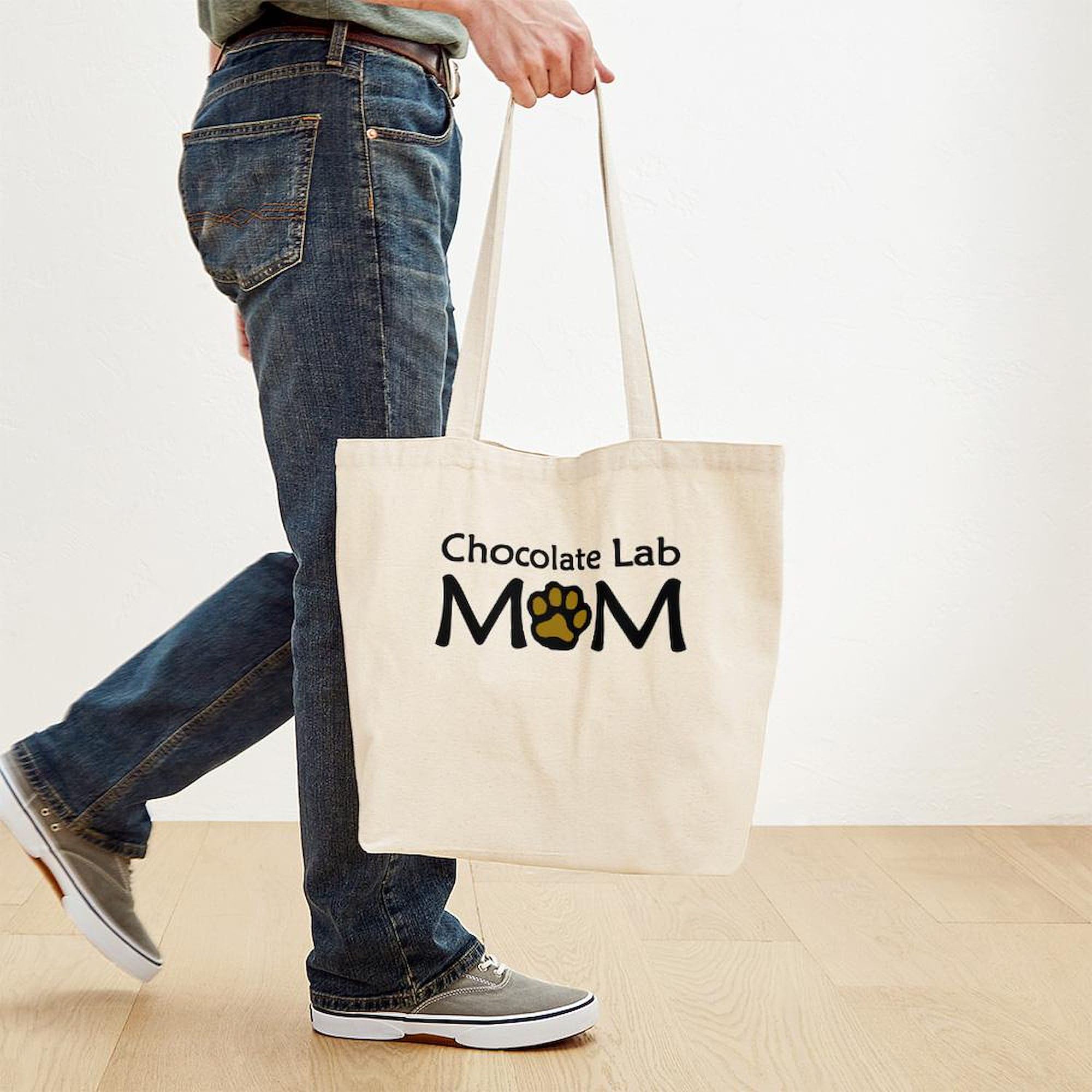 CafePress Chocolate Lab Mom Canvas Tote Bag - Reusable Shopping Bag In Two Sizes